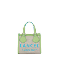 Mini sac cabas zippé en toile - Naturel & Vert Pomme