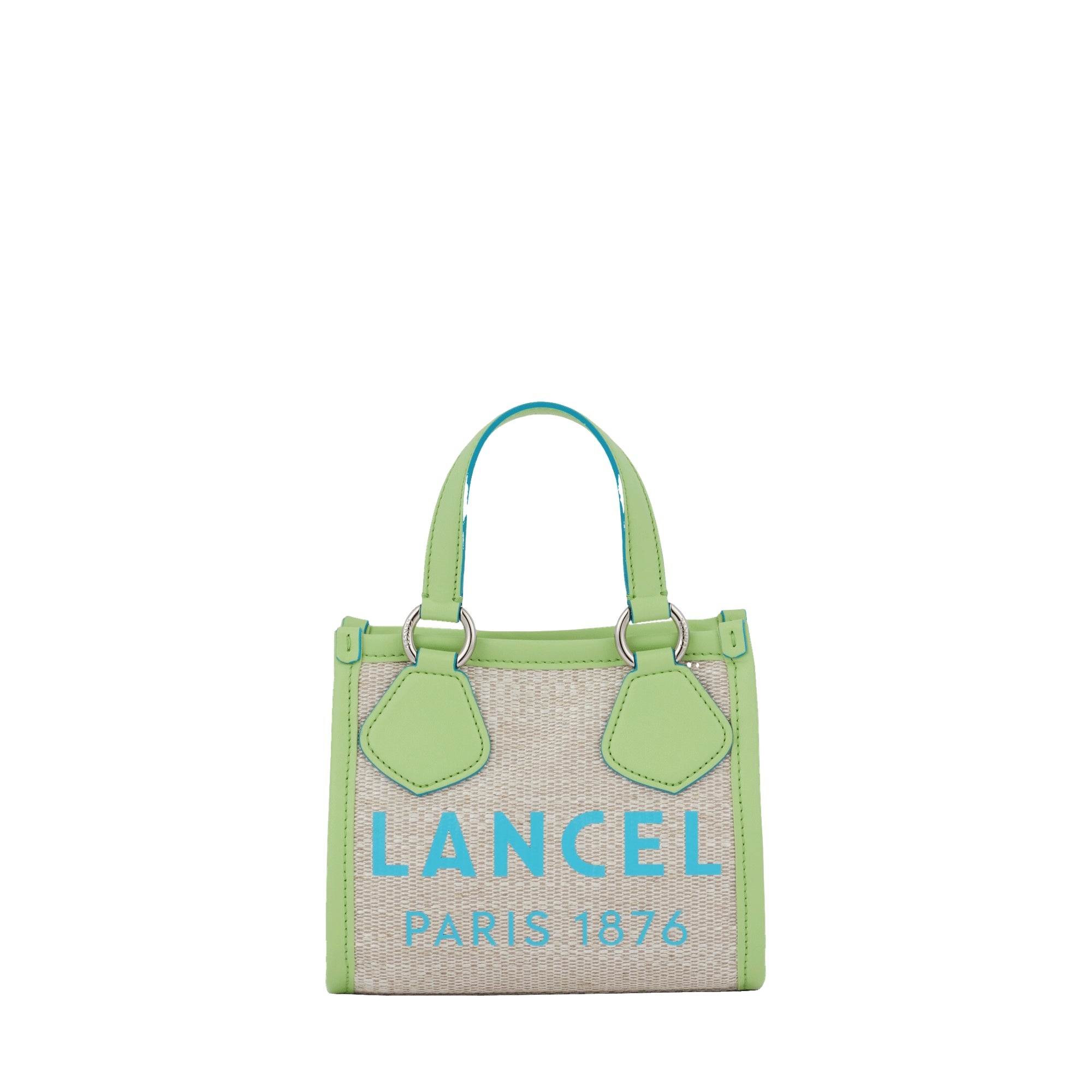 Mini sac cabas zippé en toile - Naturel & Vert Pomme