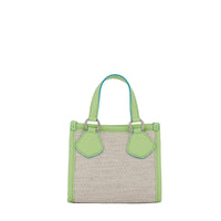 Mini sac cabas zippé en toile - Naturel & Vert Pomme