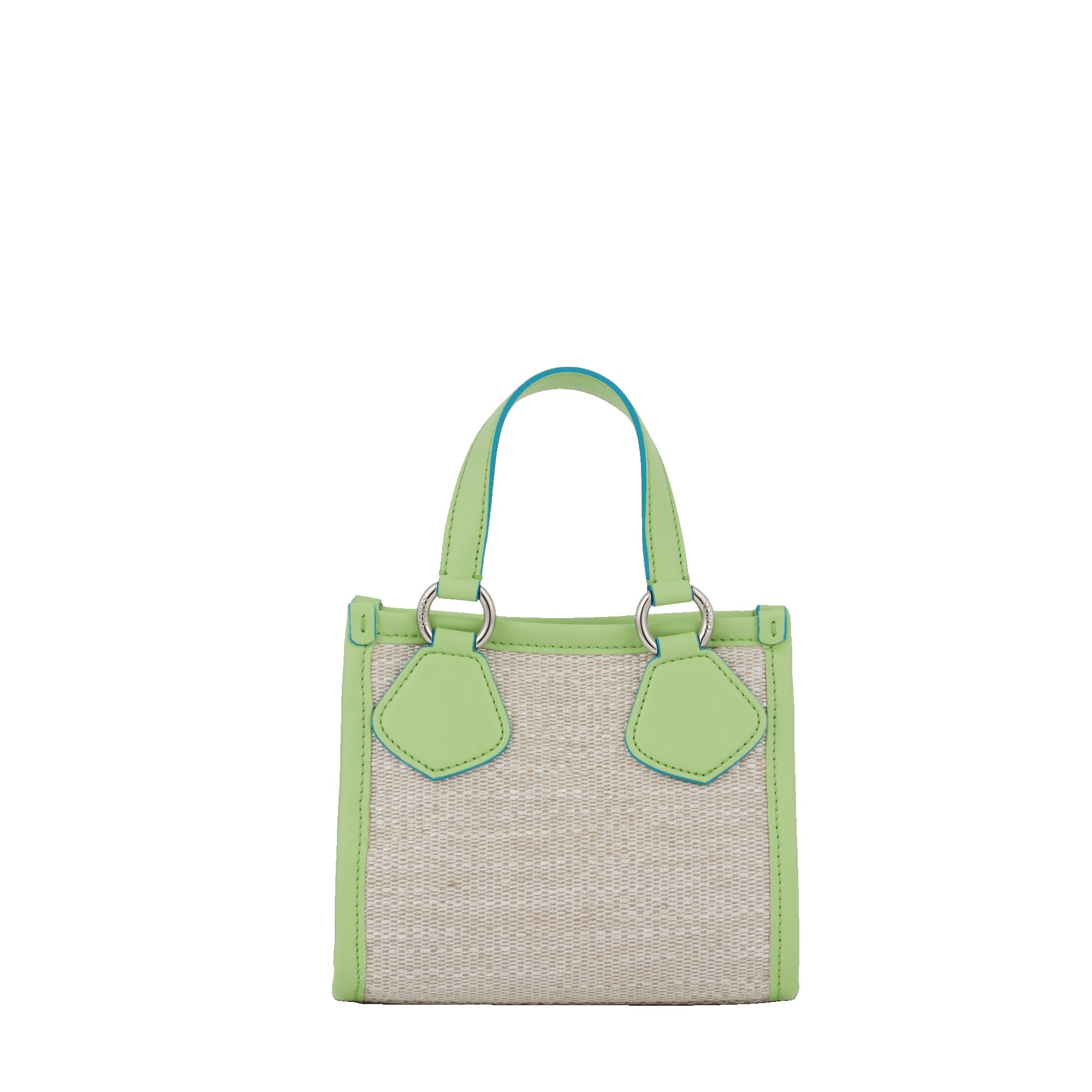 Mini sac cabas zippé en toile - Naturel & Vert Pomme
