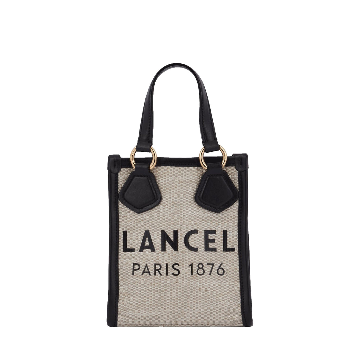 Lancel Tote vertical canvas tote bag with zip - Natural & Black