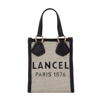 Cabas vertical zippé Lancel Tote en toile - Natural & Noir