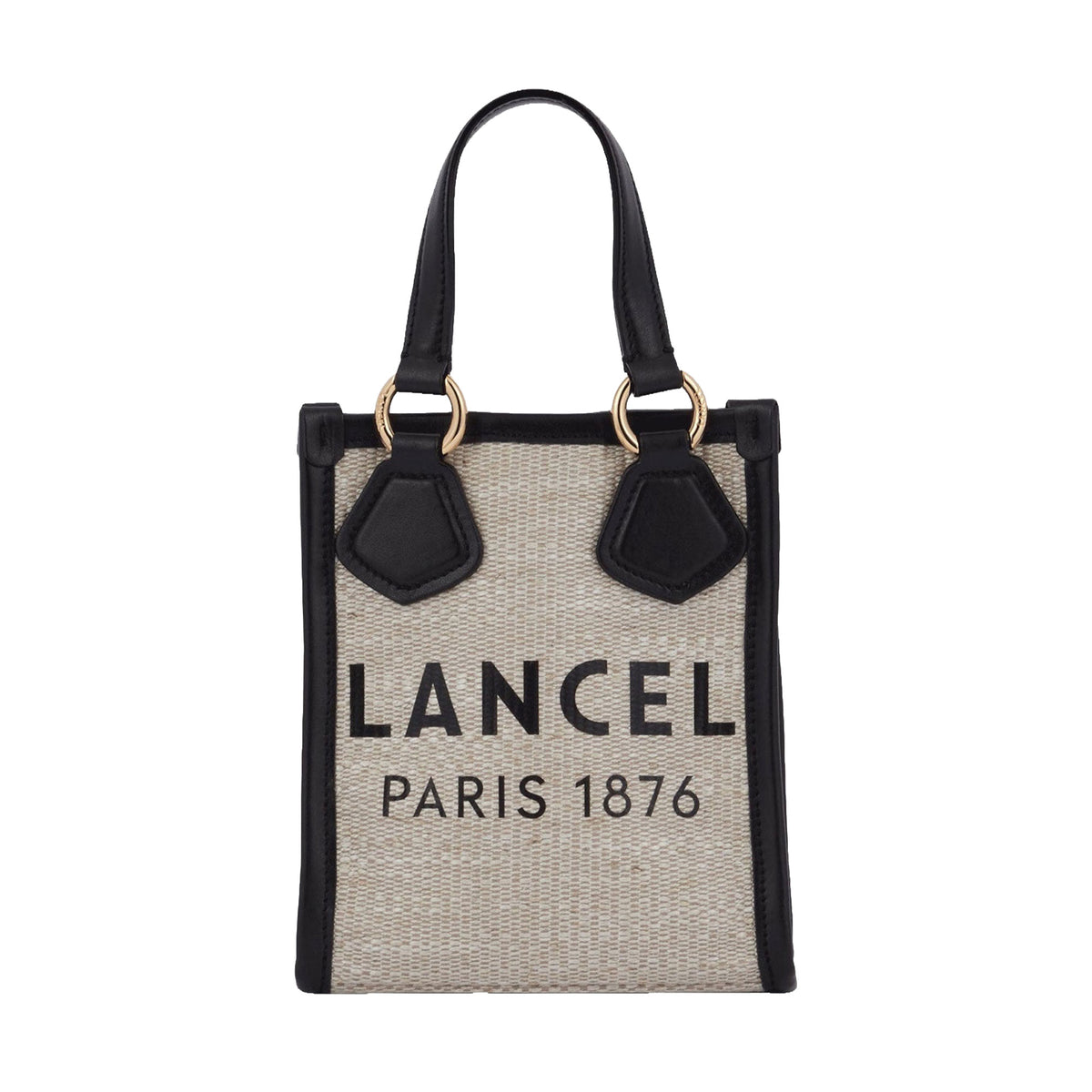 Cabas vertical zippé Lancel Tote en toile - Natural & Noir