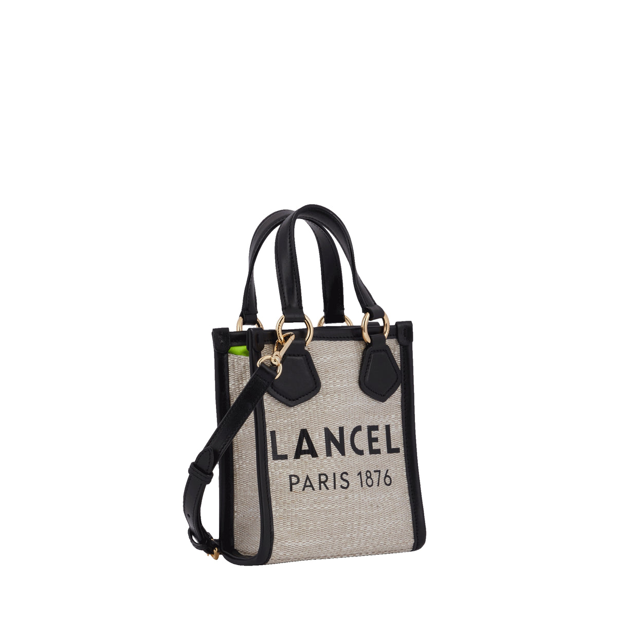 Lancel Tote vertical canvas tote bag with zip - Natural & Black
