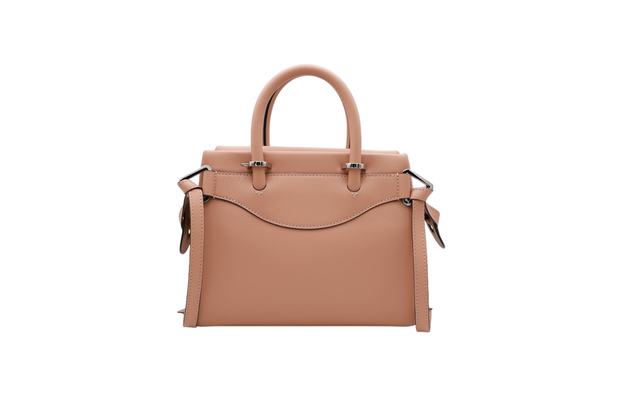 Sac carryall zippé Rodéo S en cuir lisse - Nude
