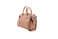 Sac carryall zippé Rodéo S en cuir lisse - Nude