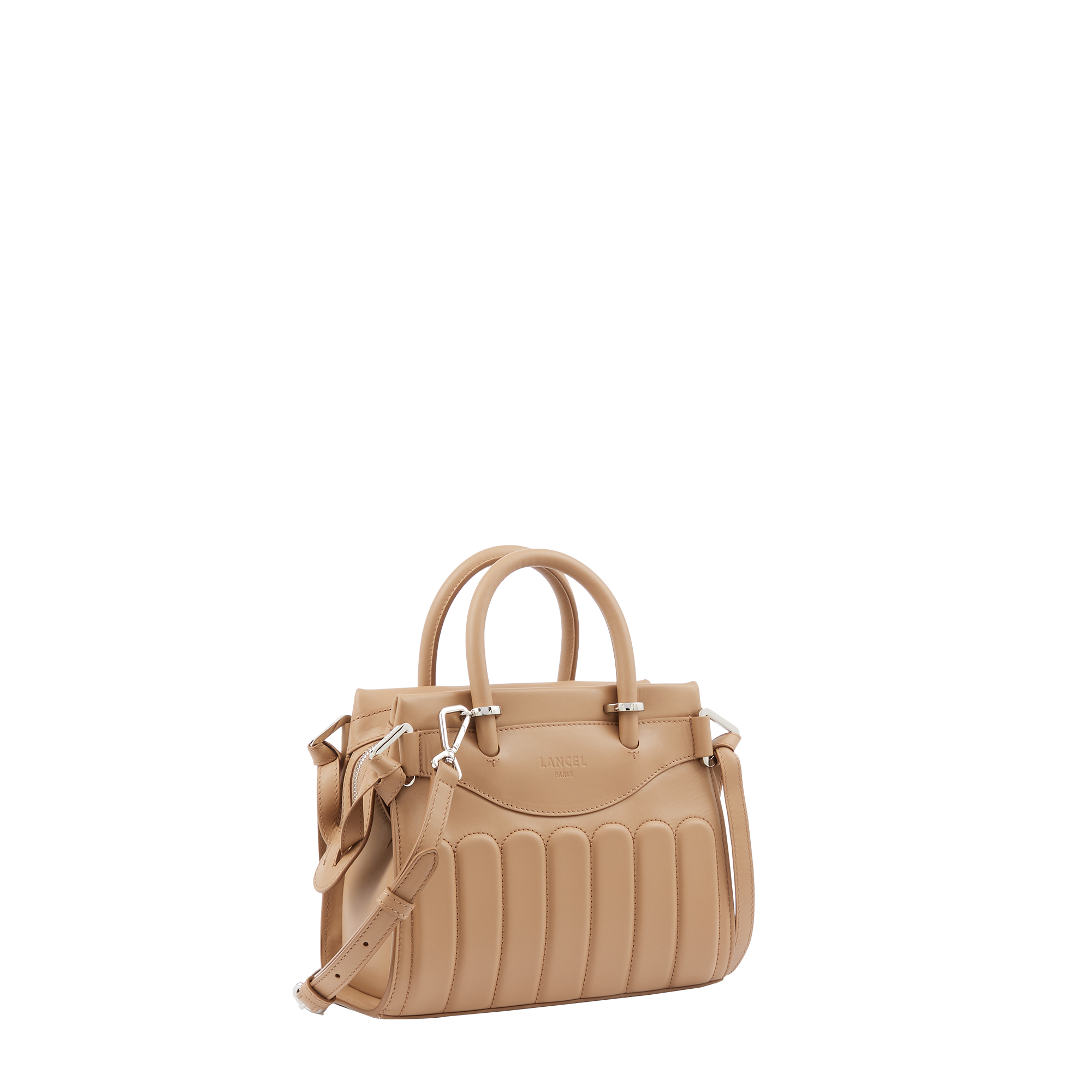 Sac carryall zippé Rodéo S en cuir lisse - Granit