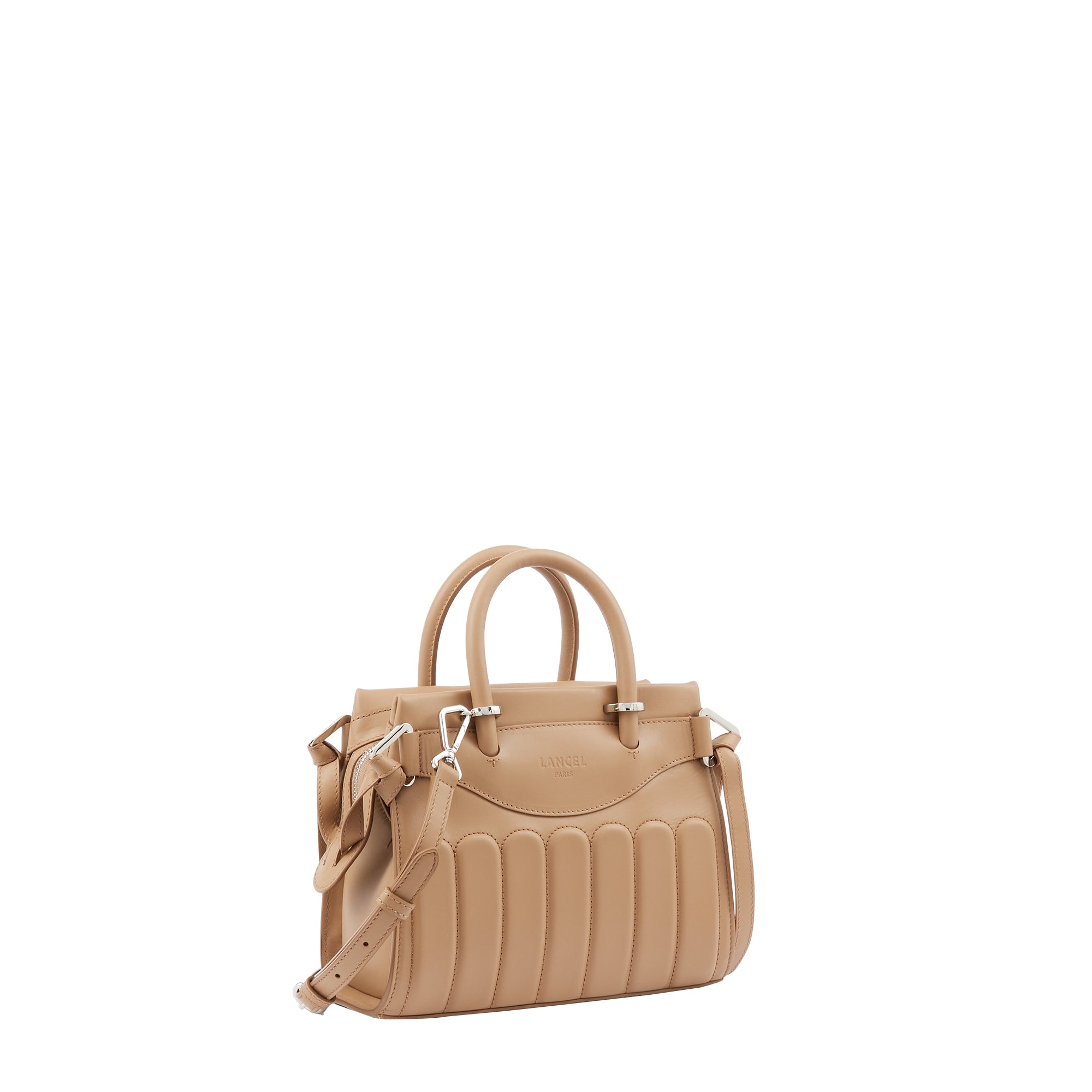 Sac carryall zippé S Rodéo en cuir lisse - Granit