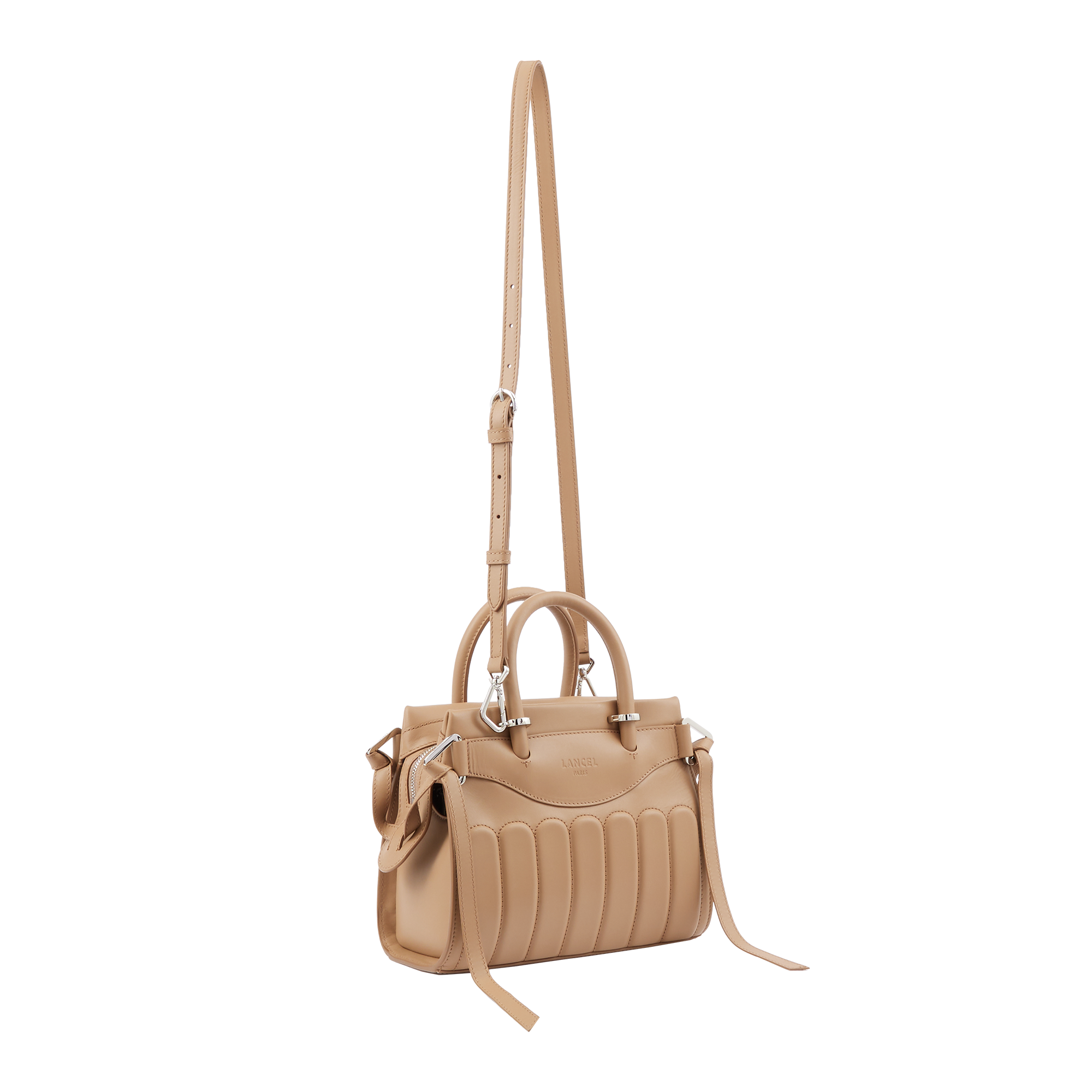 Sac carryall zippé Rodéo S en cuir lisse - Granit
