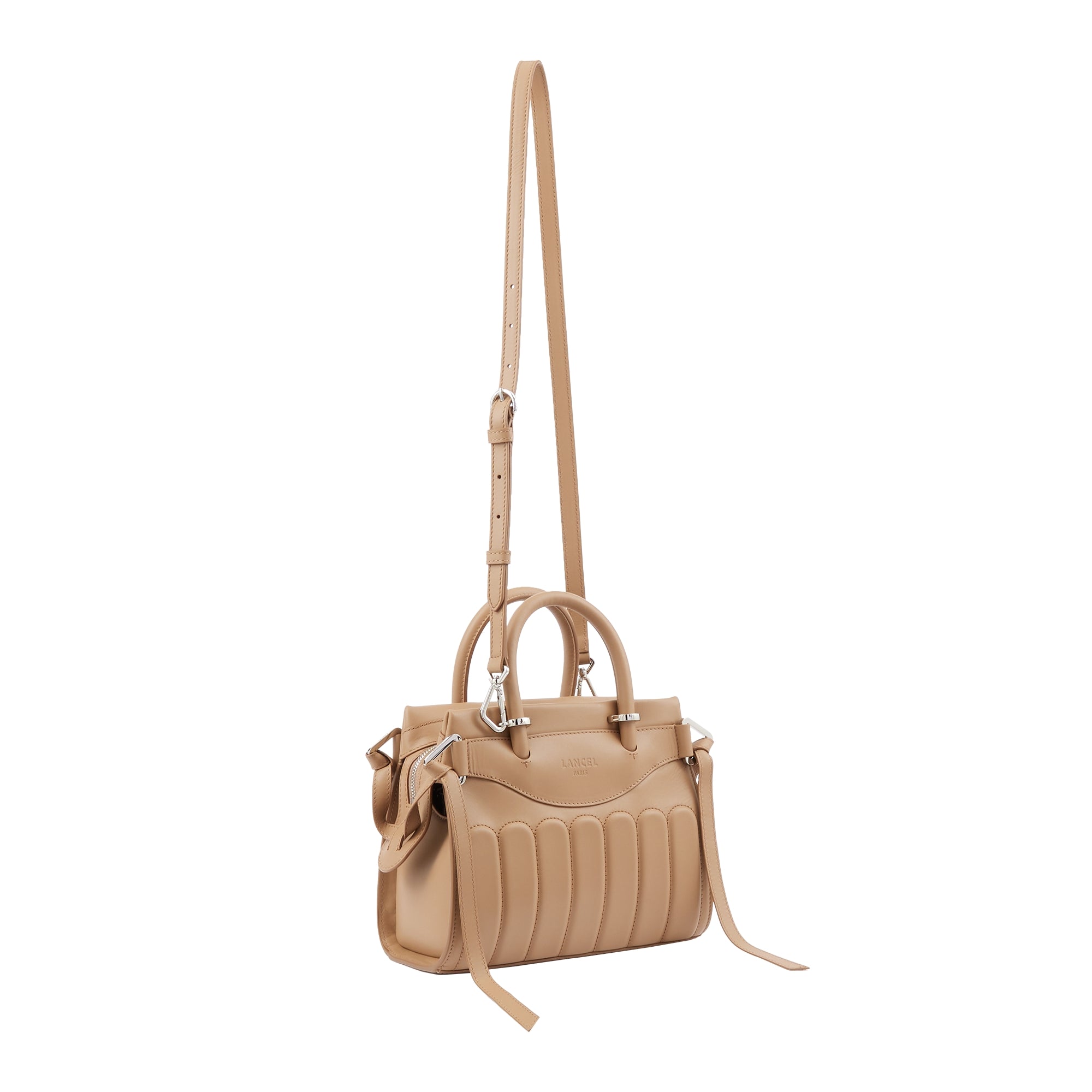 Sac carryall zippé S Rodéo en cuir lisse - Granit