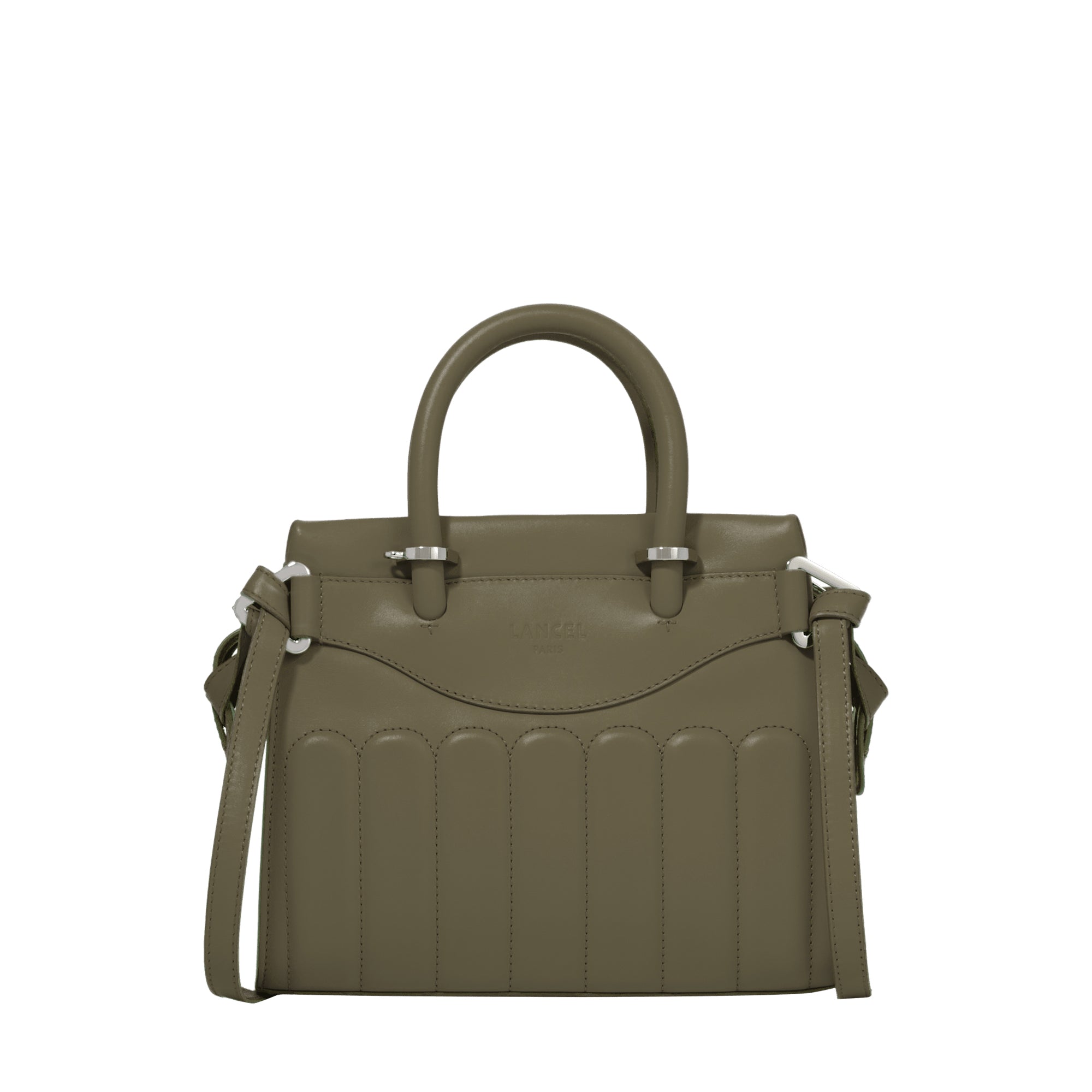 Sac carryall zippé Rodéo S en cuir lisse - Kaki foncéoncé