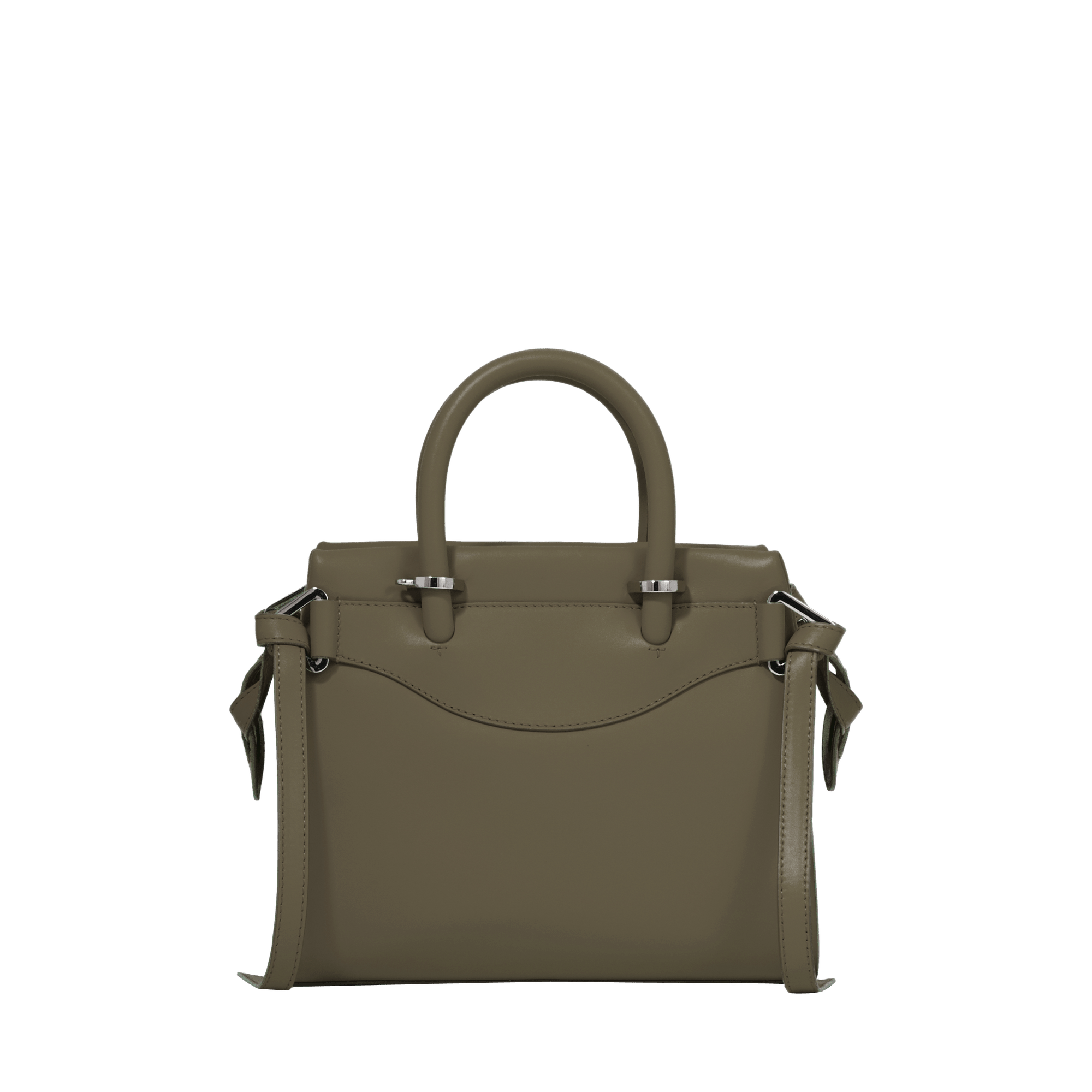 Sac carryall zippé Rodéo S en cuir lisse - Kaki foncéoncé