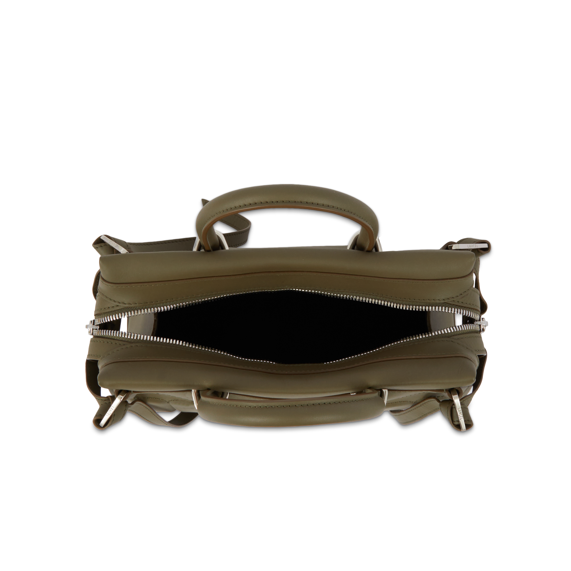 Sac carryall zippé Rodéo S en cuir lisse - Kaki foncéoncé