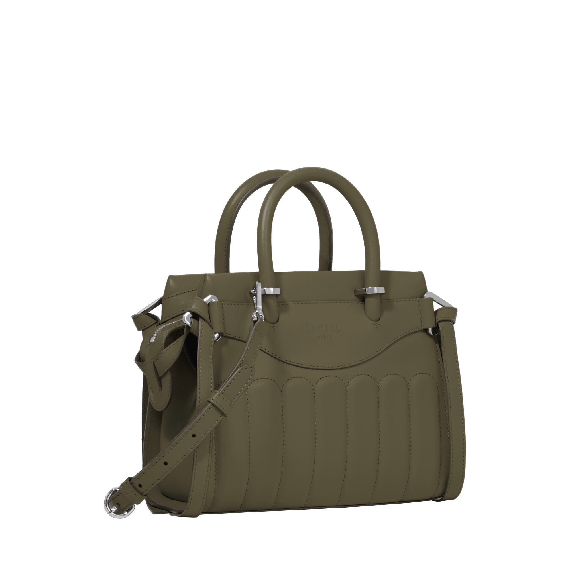 Sac carryall zippé Rodéo S en cuir lisse - Kaki foncéoncé