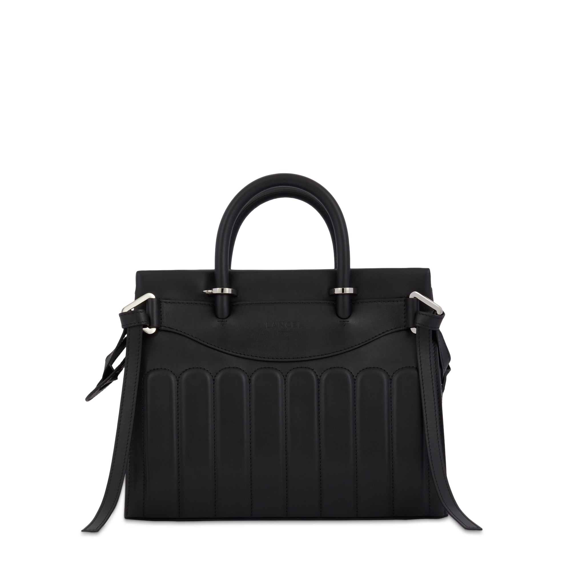 Sac Rodéo carryall à zip en cuir lisse - Noir