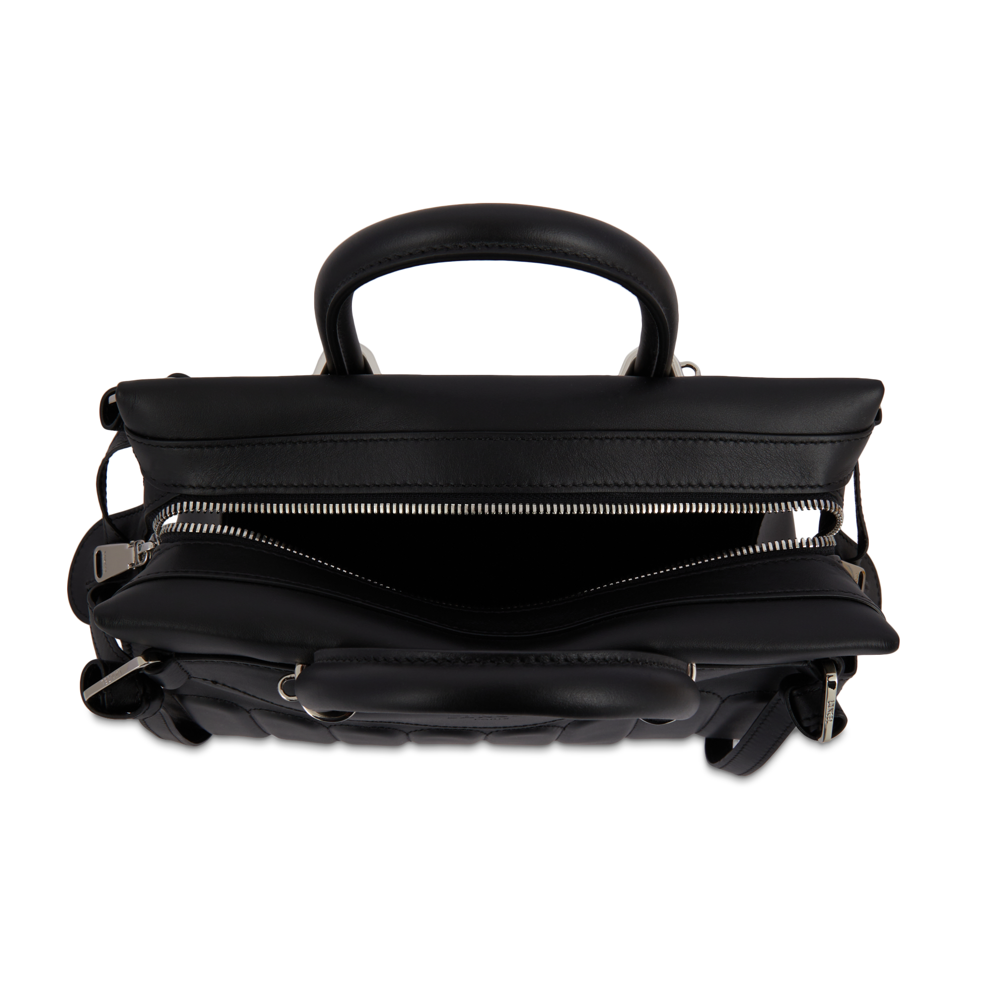 Sac Rodéo carryall à zip en cuir lisse - Noir