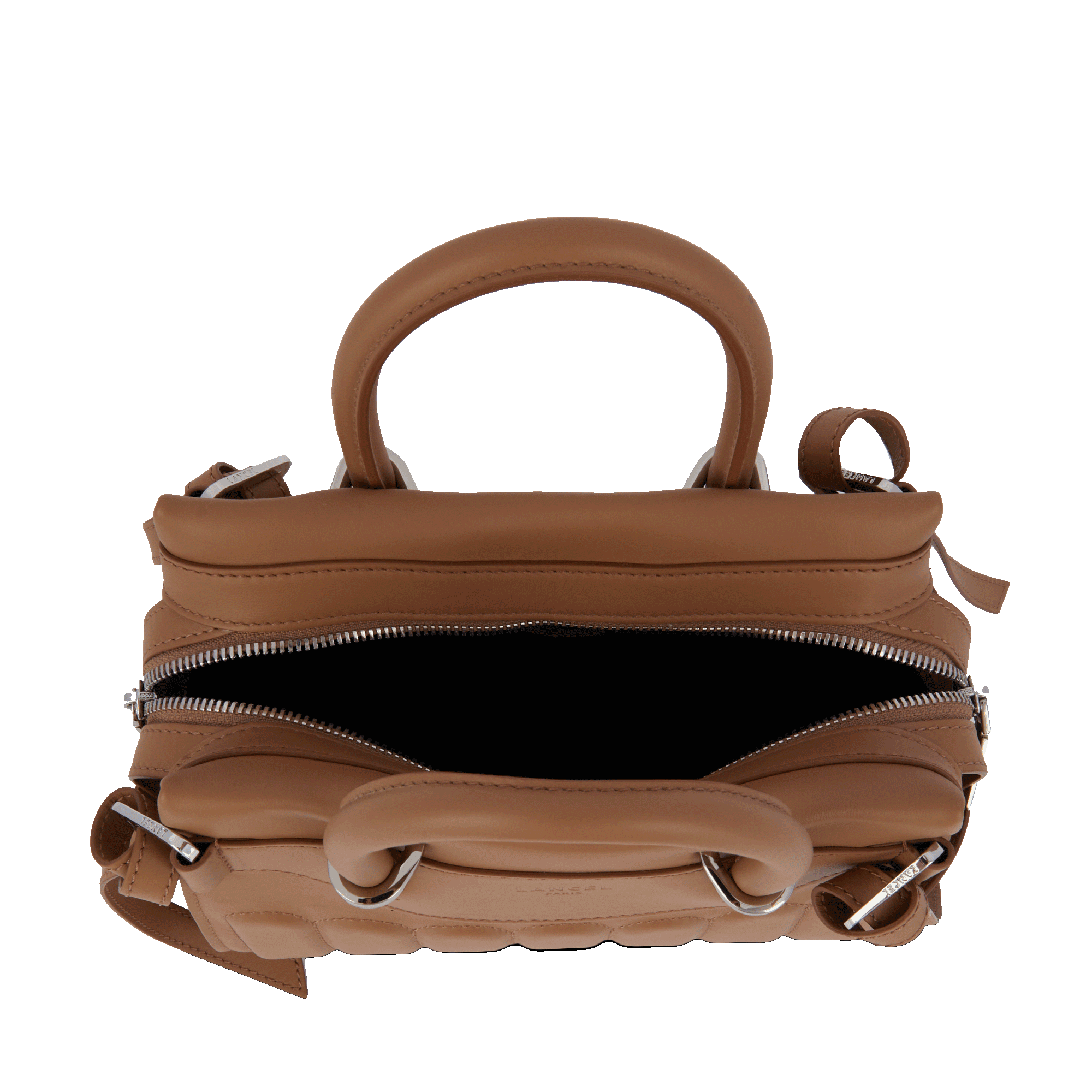 Sac Rodéo carryall à zip en cuir lisse - Granit