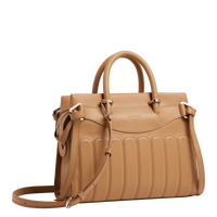 Sac Rodéo carryall à zip en cuir lisse - Granit