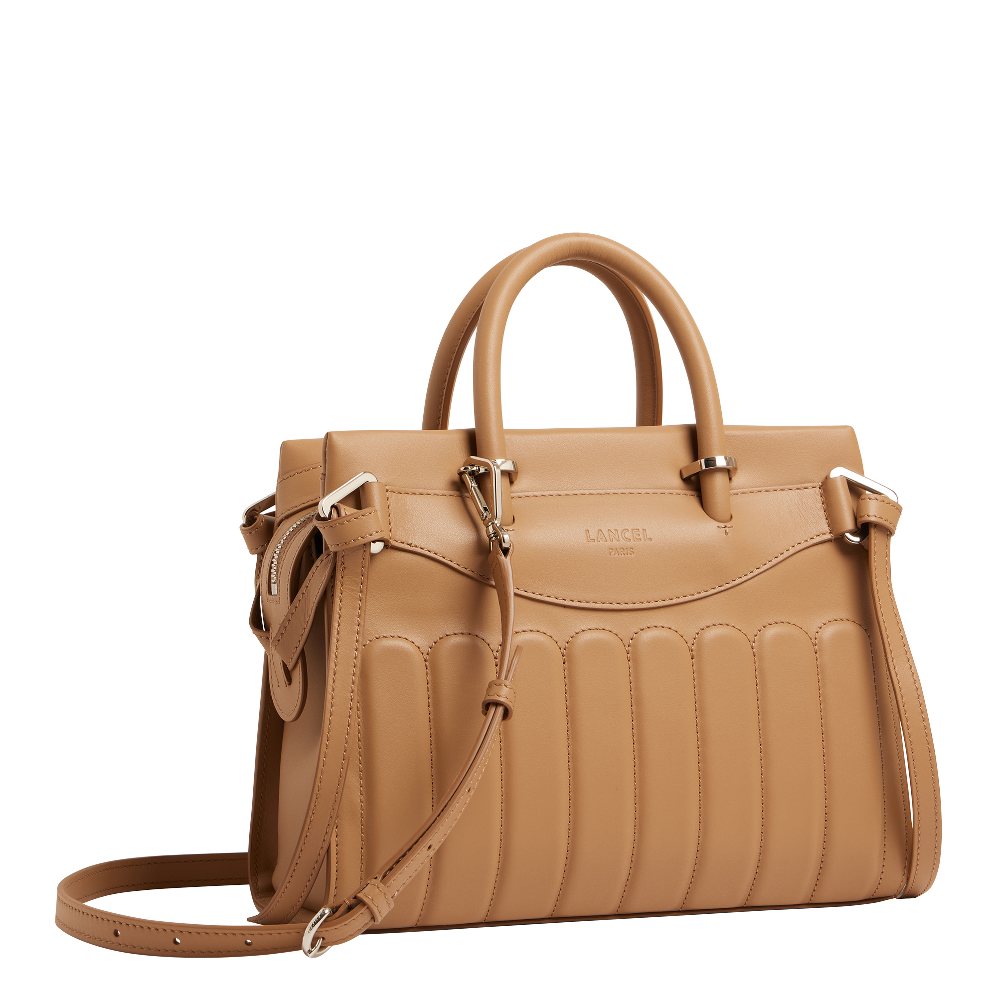 Sac Rodéo carryall à zip en cuir lisse - Granit