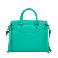 Sac Rodéo carryall à zip en cuir lisse - Émeraude