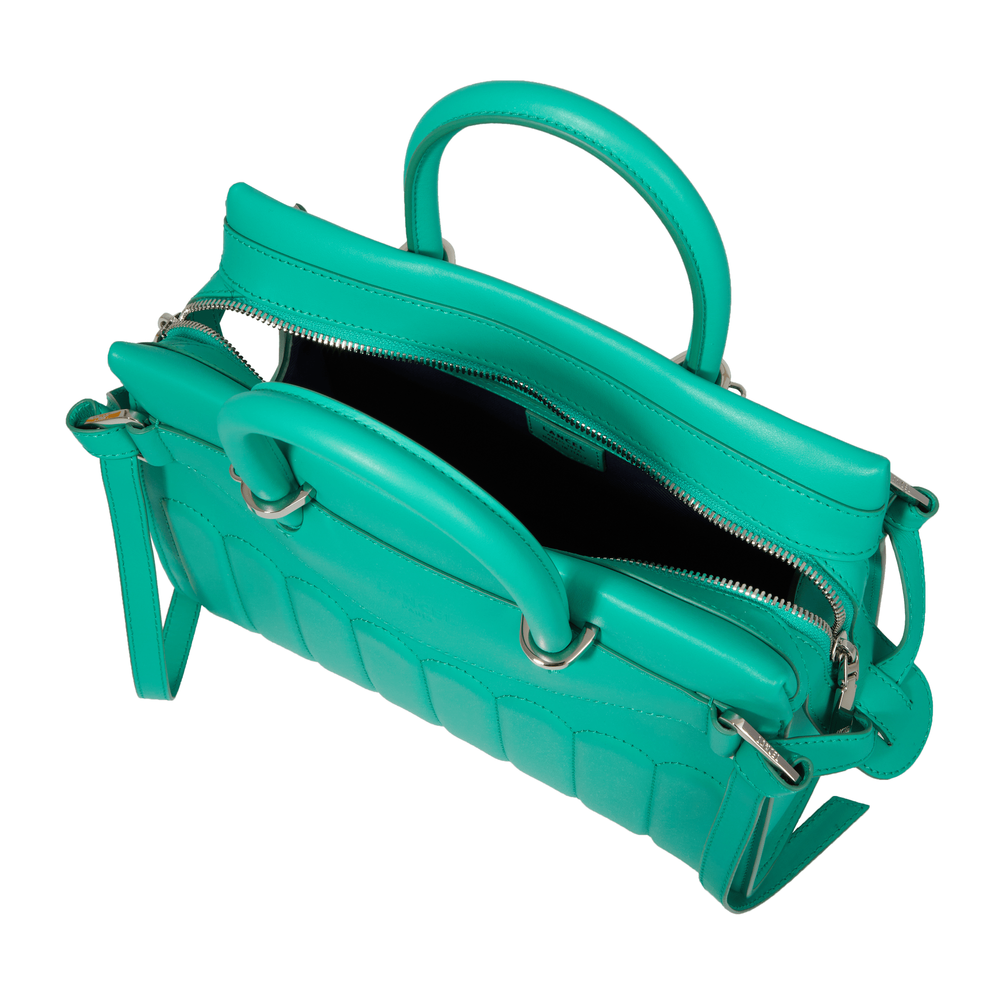 Sac Rodéo carryall à zip en cuir lisse - Émeraude