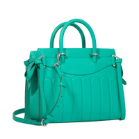 Sac Rodéo carryall à zip en cuir lisse - Émeraude