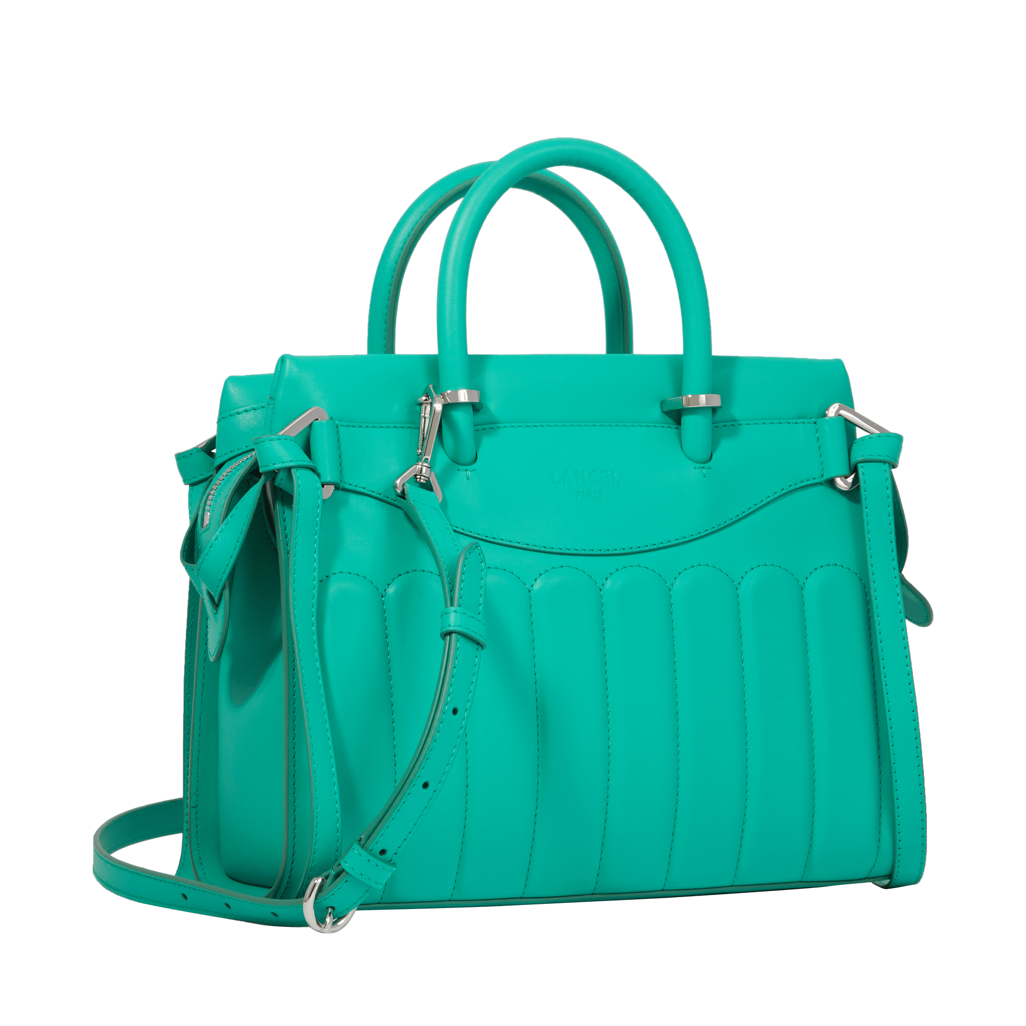 Sac Rodéo carryall à zip en cuir lisse - Émeraude