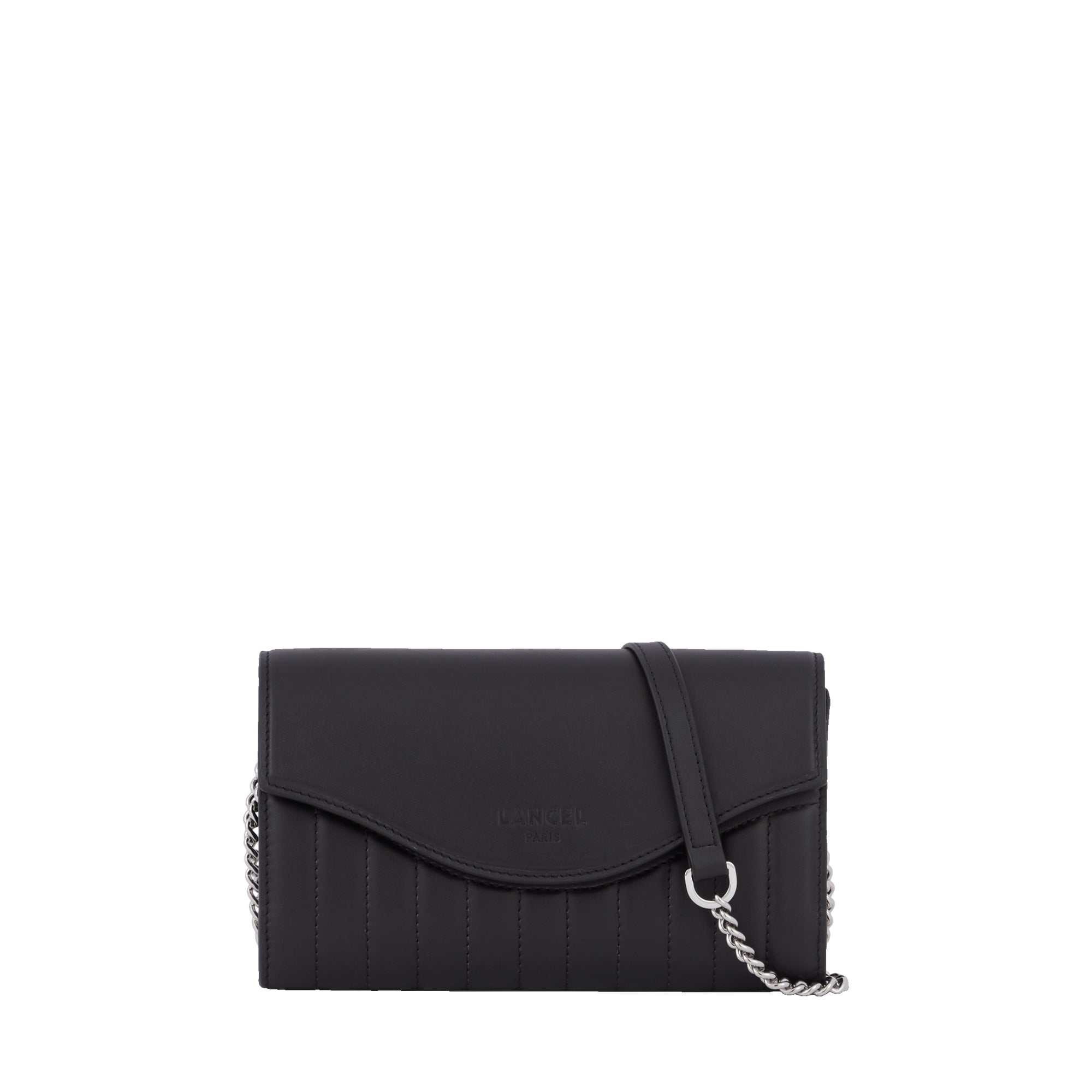 Portefeuille chaîne Rodéo en cuir lisse - Noir