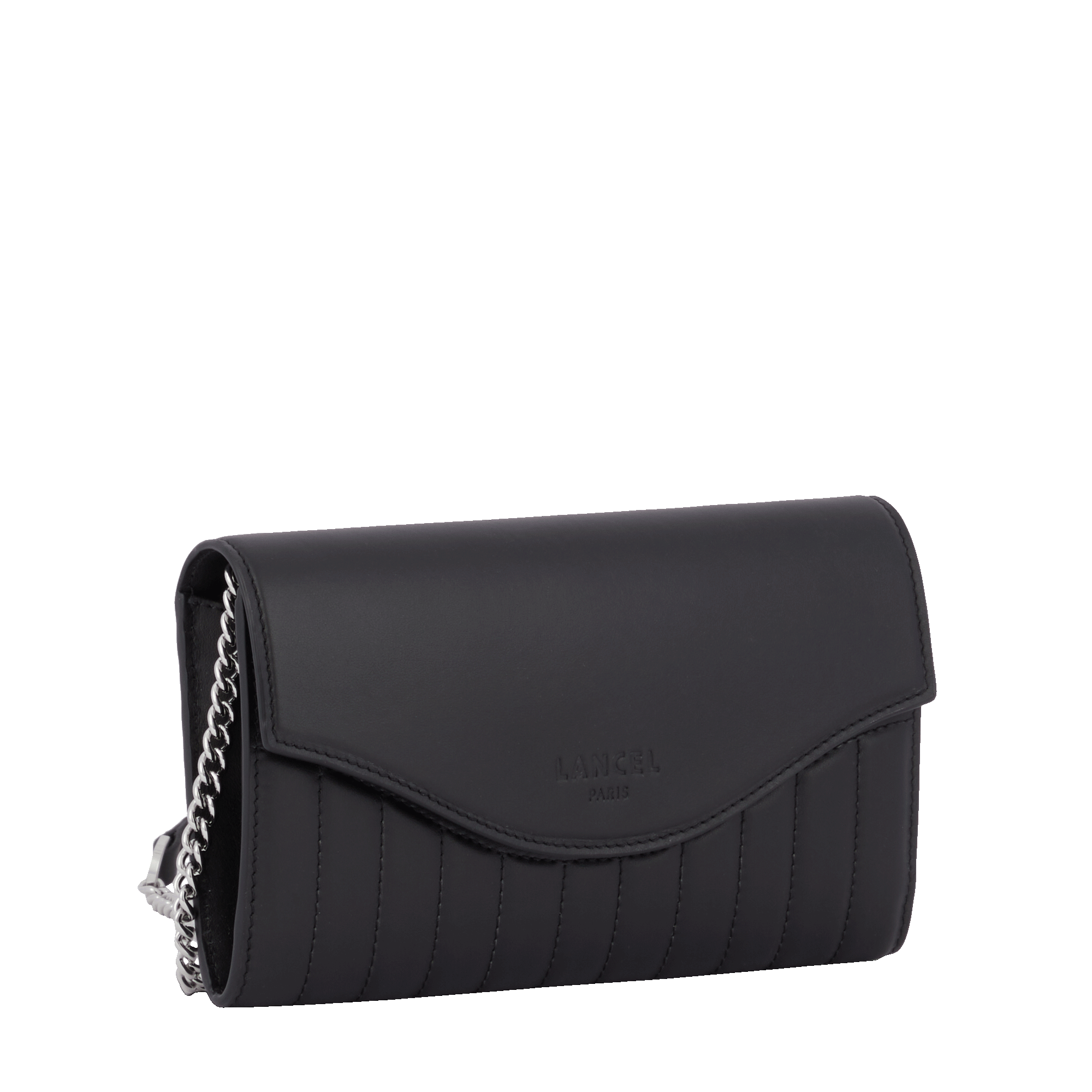 Portefeuille chaîne Rodéo en cuir lisse - Noir