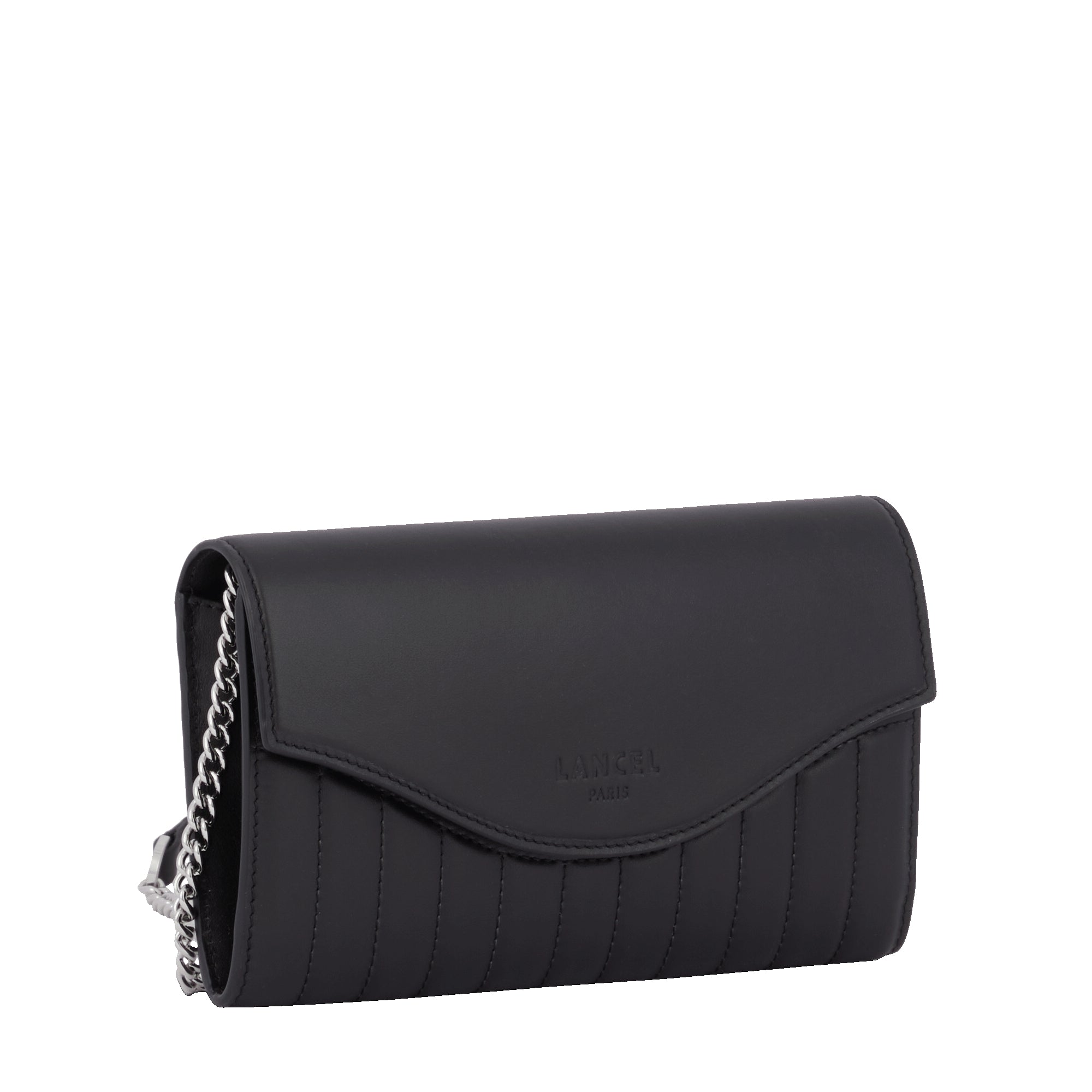 Portefeuille chaîne Rodéo en cuir lisse - Noir