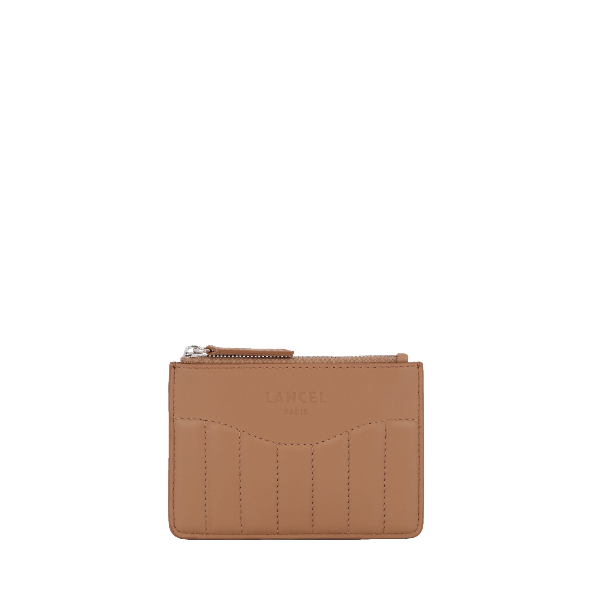 Porte-cartes zippé Rodéo L en cuir lisse - Granit