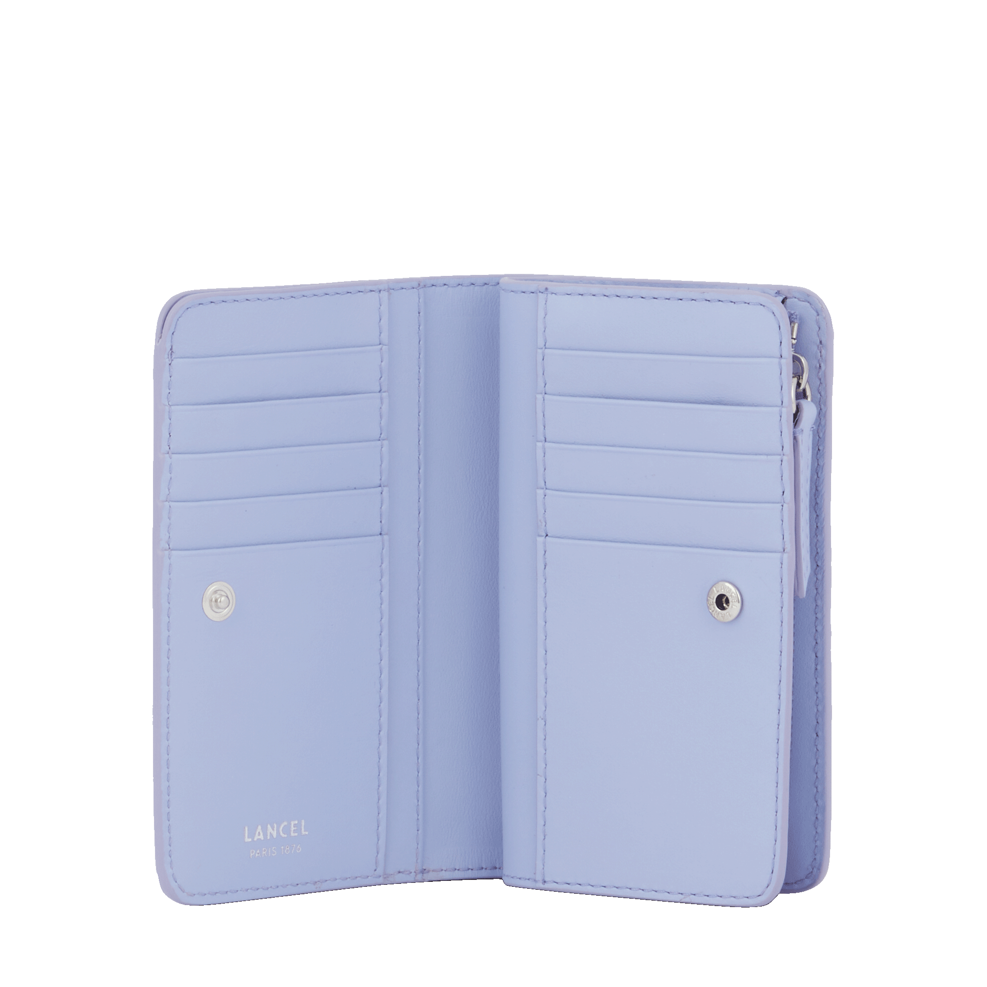 Portefeuille rectangulaire zippé Rodéo en cuir lisse - Lavande