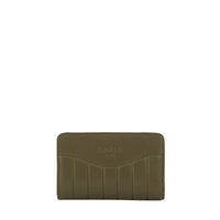 Portefeuille rectangulaire zippé Rodeo en cuir - Kaki foncé
