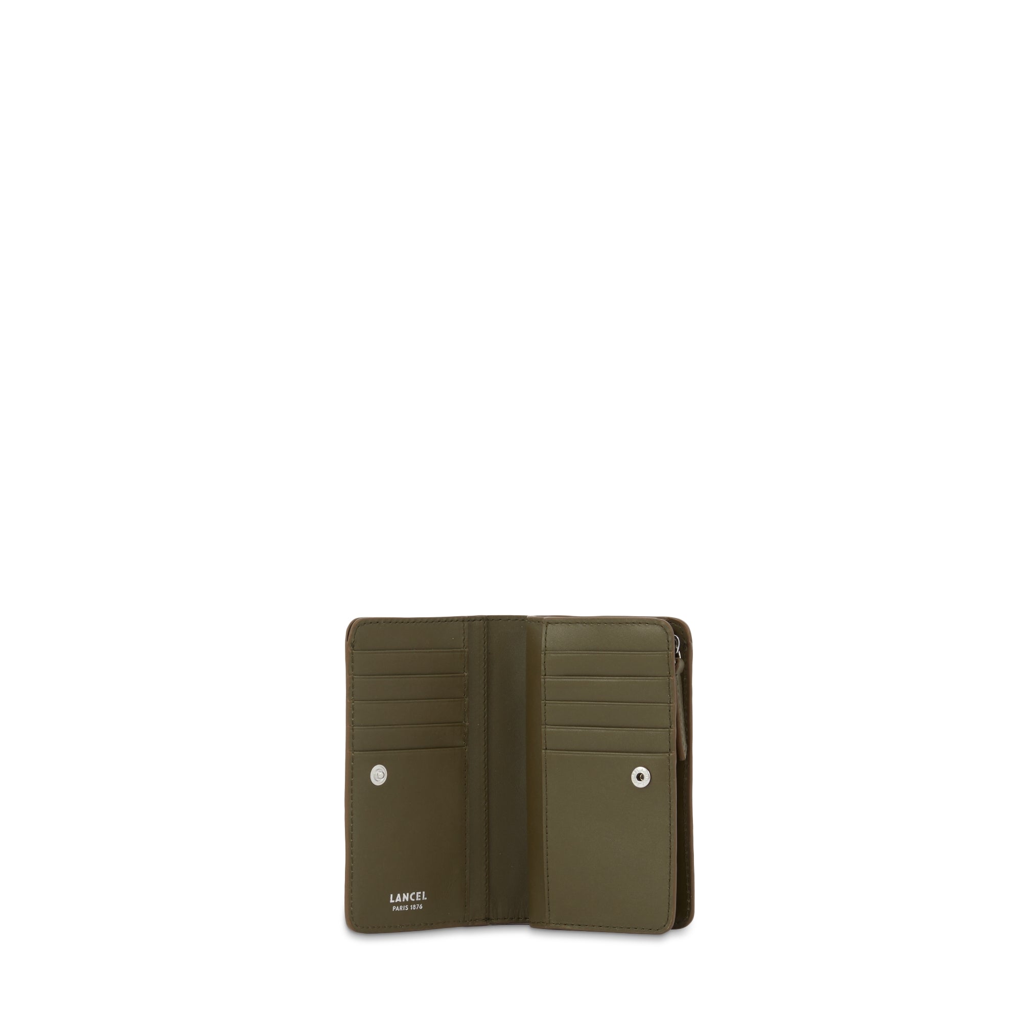 Portefeuille rectangulaire zippé Rodeo en cuir - Kaki foncé