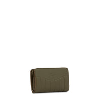 Portefeuille rectangulaire zippé Rodeo en cuir - Kaki foncé