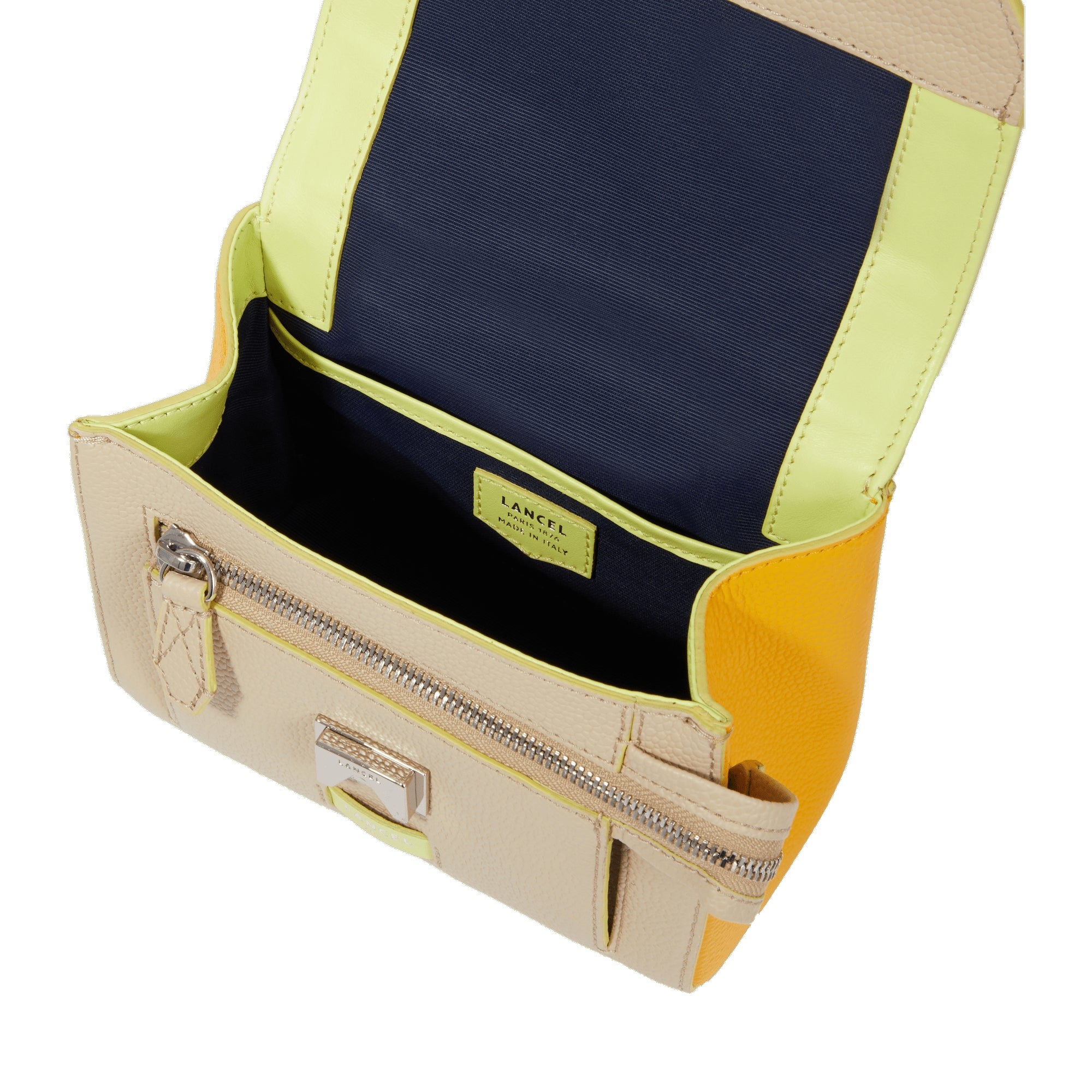 Sac rabat S Ninon en cuir grainé - Multicolore Dune