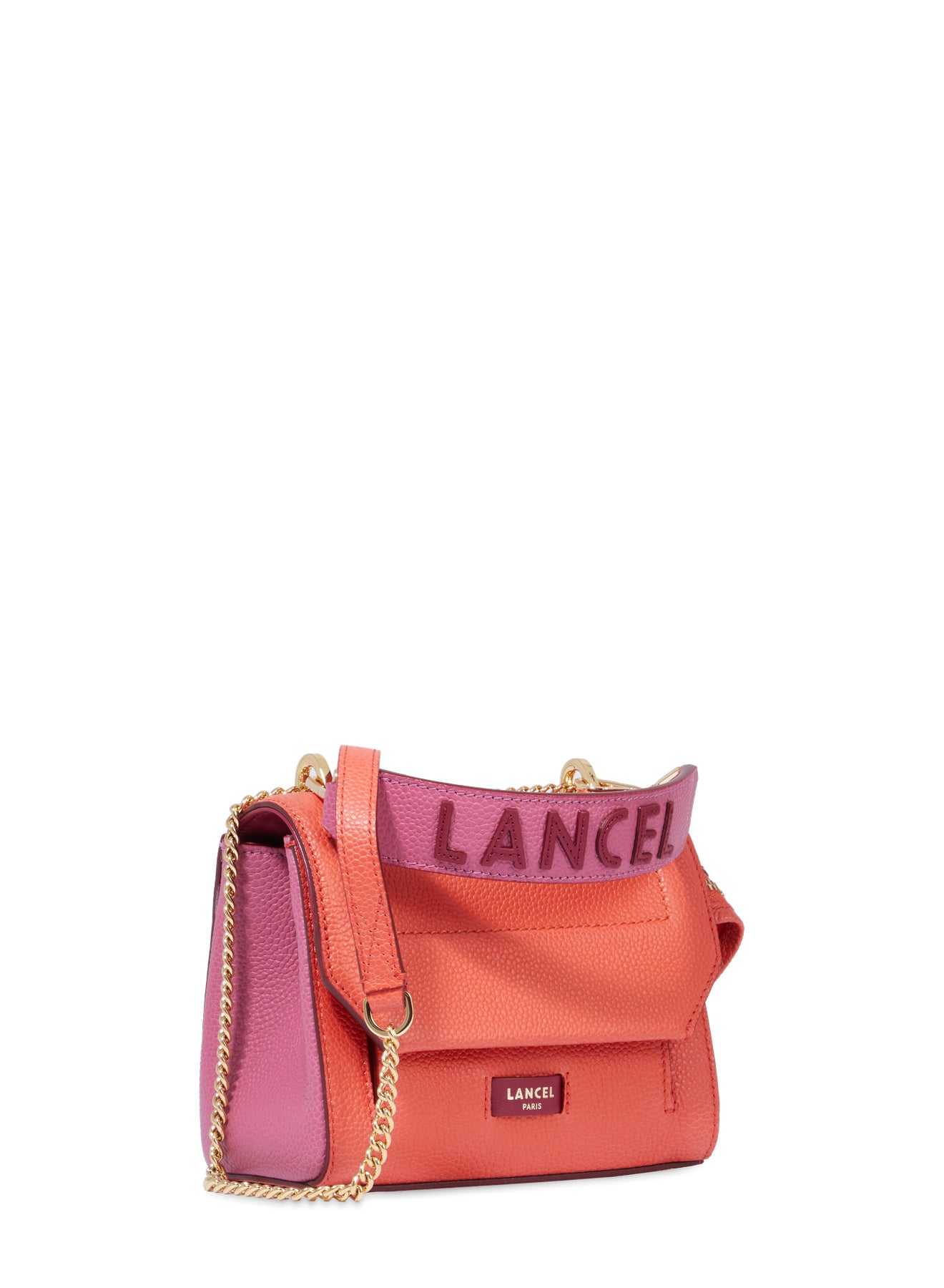 Sac rabat Ninon S en cuir grainé - Multico Cerise