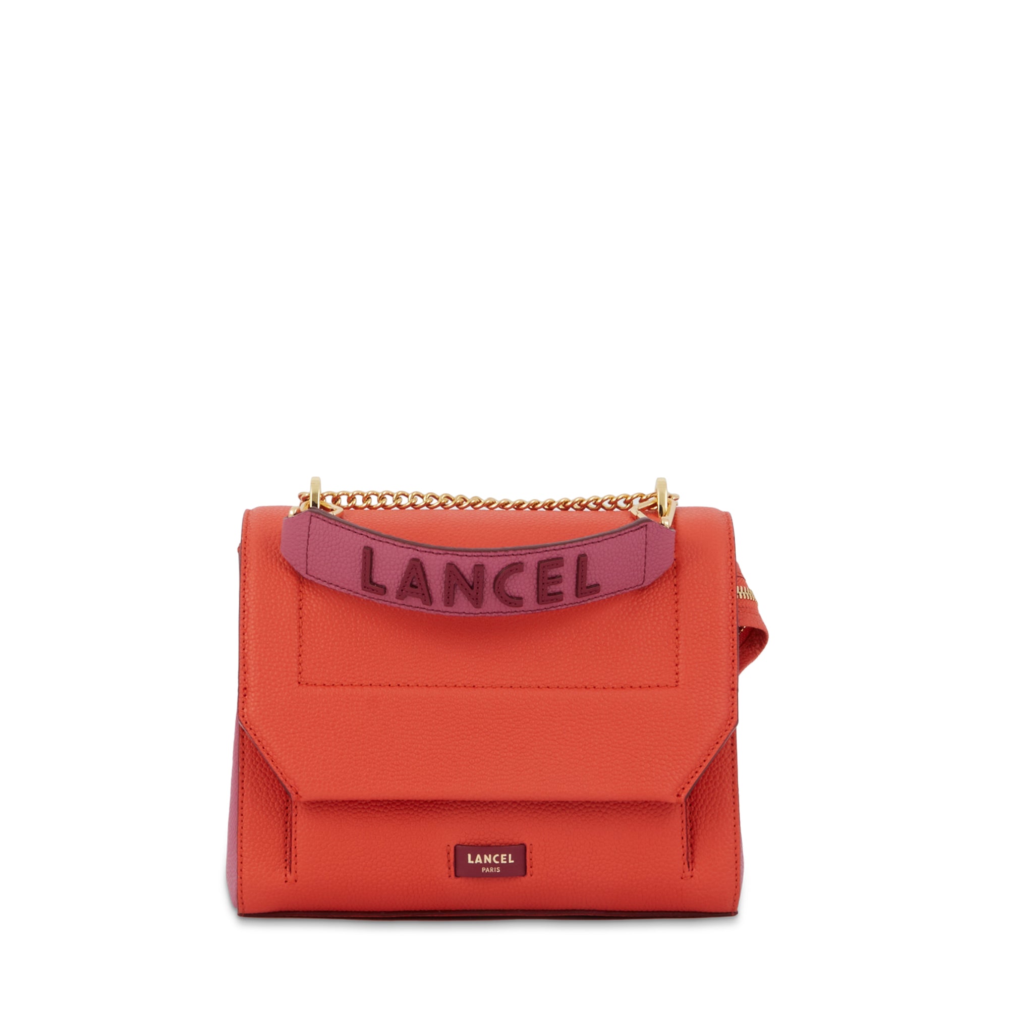 Sac rabat M Ninon en cuir grainé - Multico Cerise