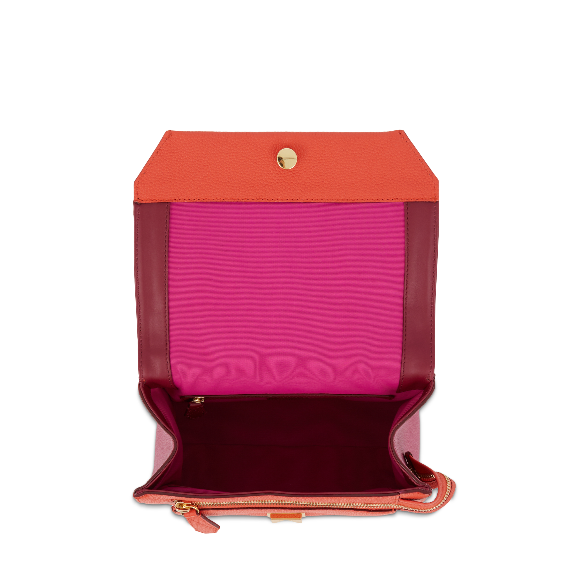 Sac rabat M Ninon en cuir grainé - Multico Cerise