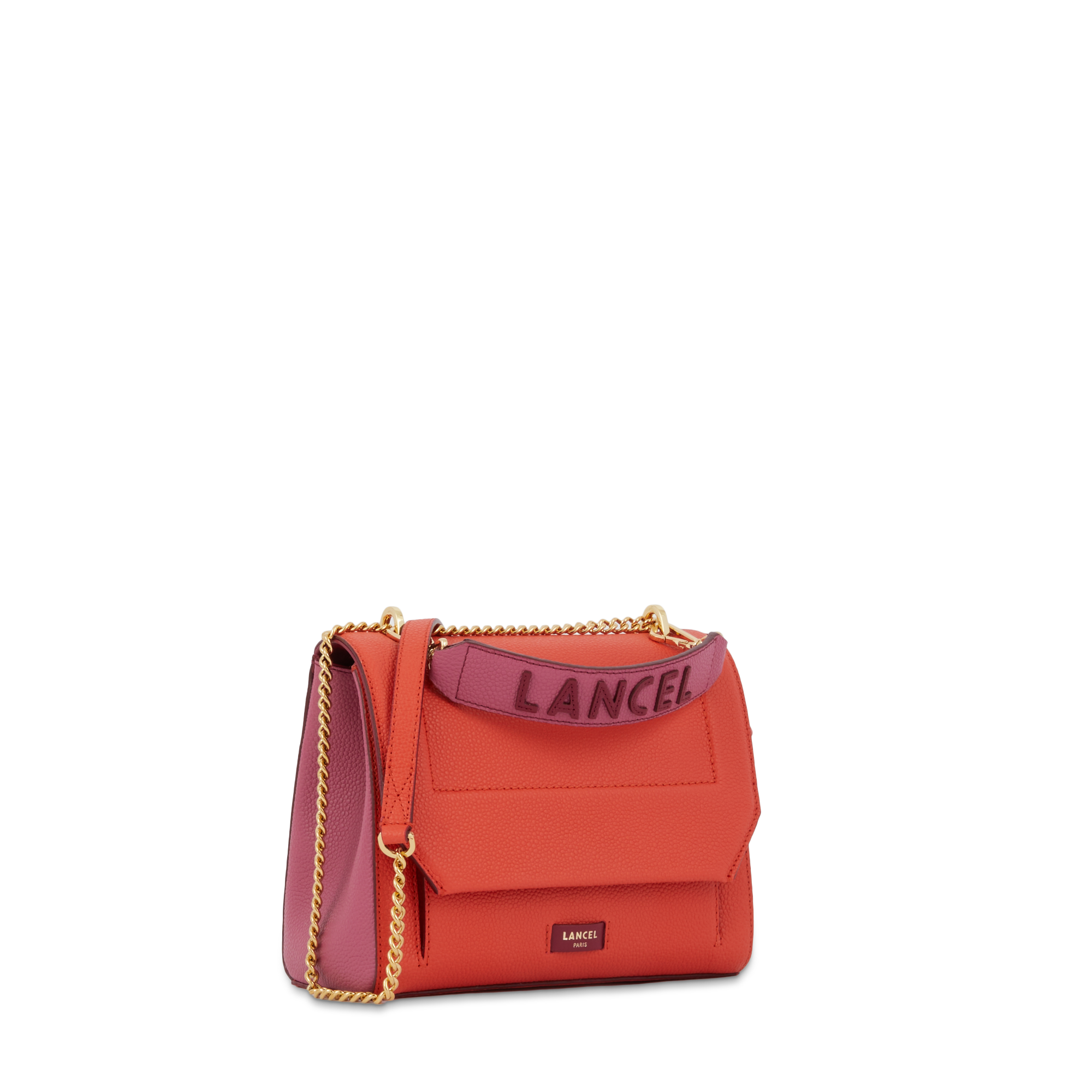 Sac rabat M Ninon en cuir grainé - Multico Cerise