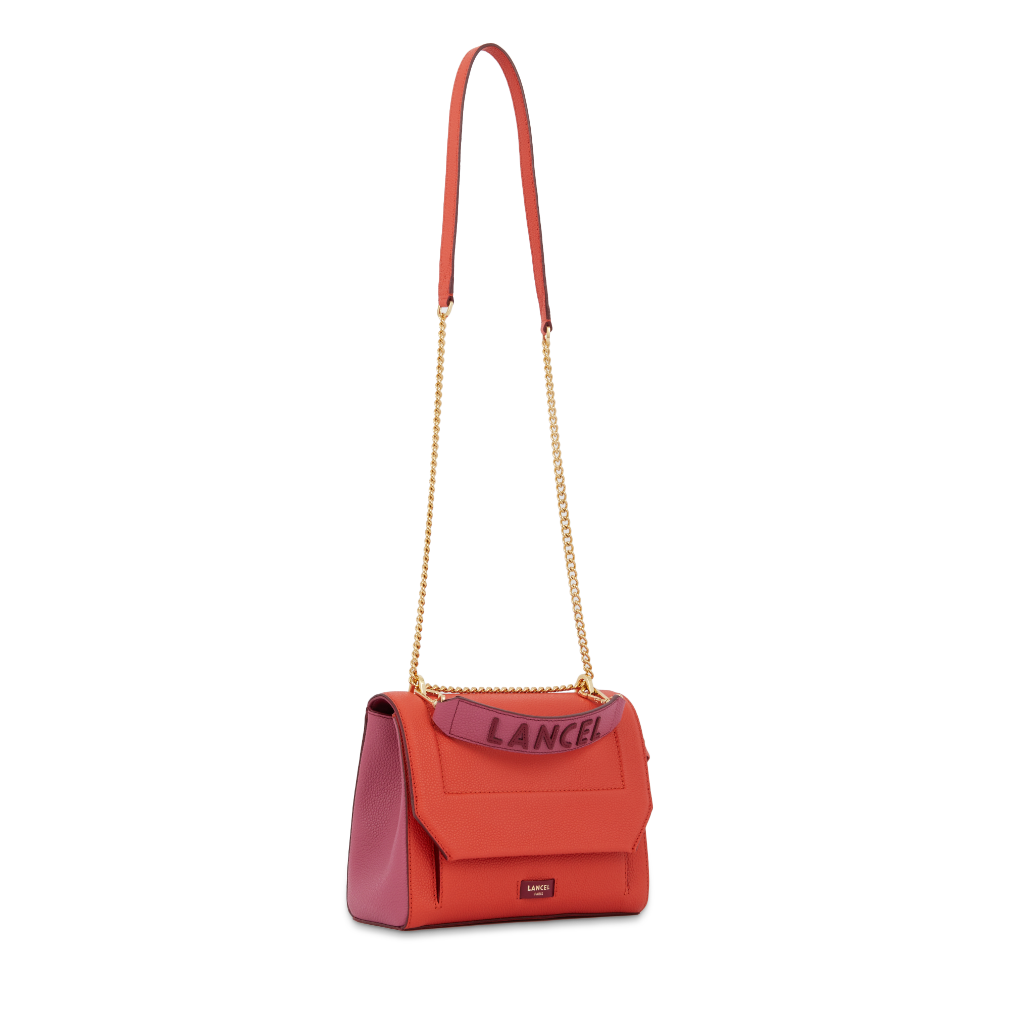 Sac rabat M Ninon en cuir grainé - Multico Cerise