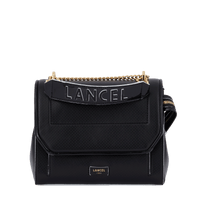Sac rabat M Ninon en cuir grainé - Noir