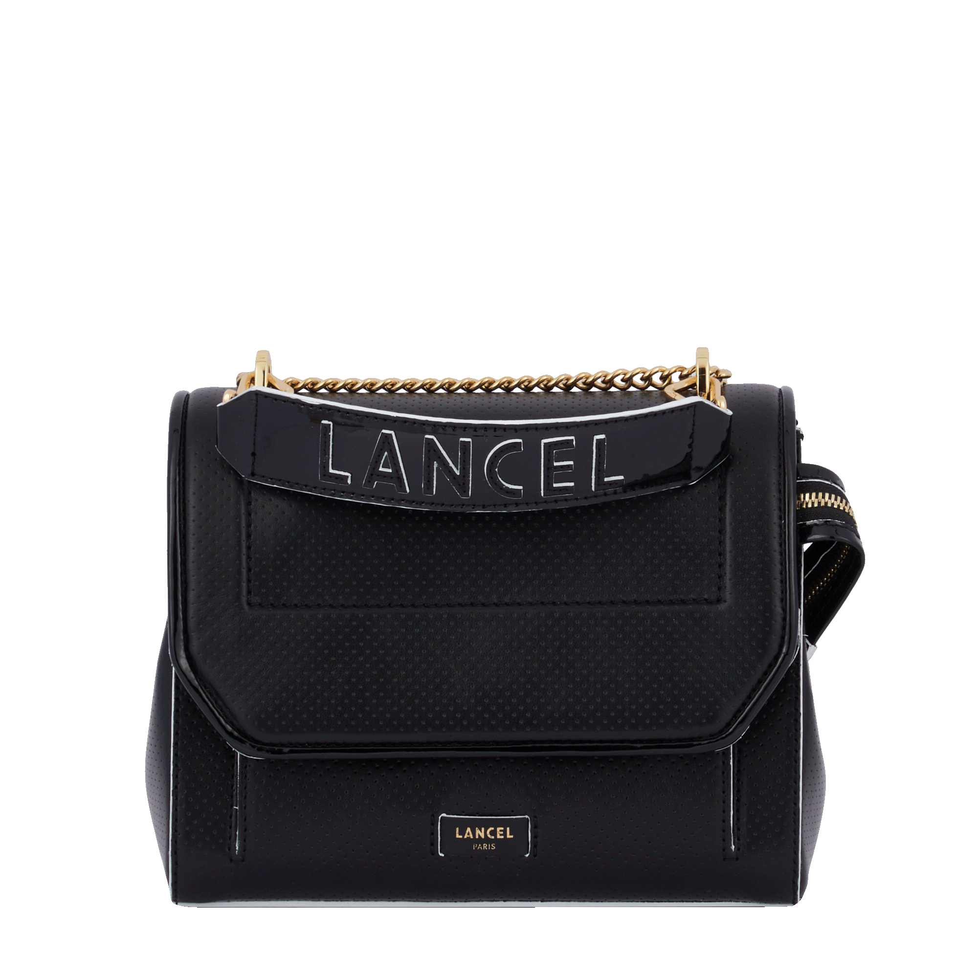 Sac rabat M Ninon en cuir grainé - Noir