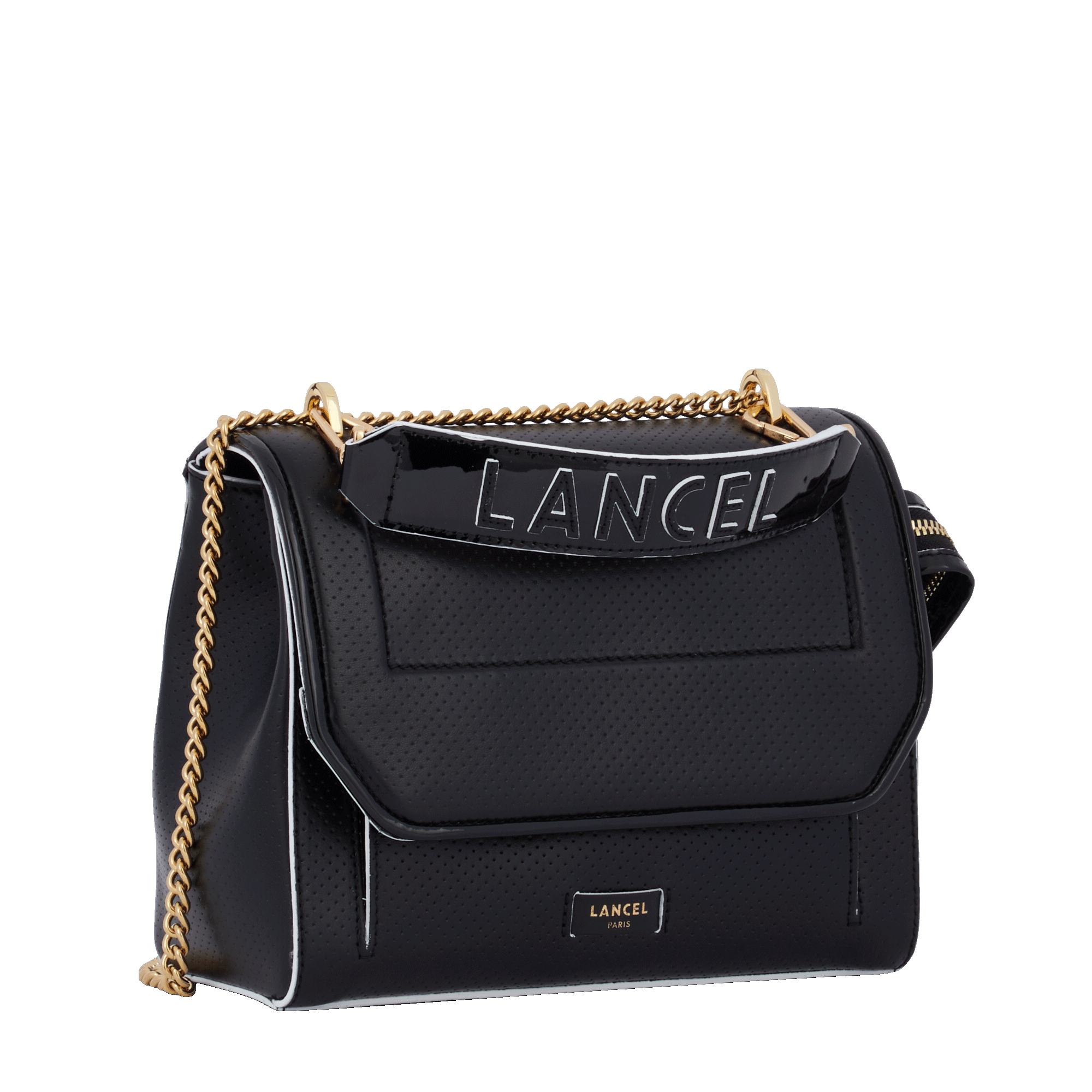 Sac rabat M Ninon en cuir grainé - Noir