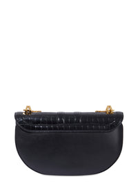 Sac porté croisé Clepsydre M en cuir embossé - Noir