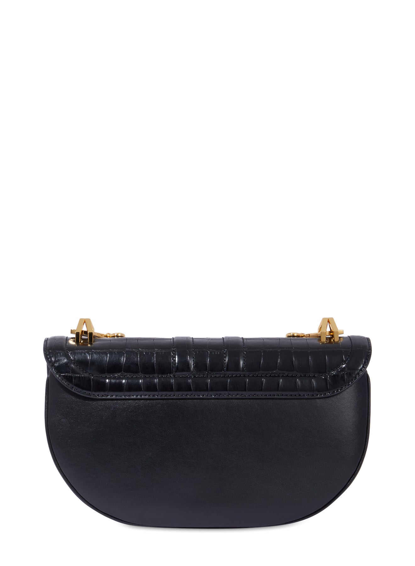 Sac porté croisé Clepsydre M en cuir embossé - Noir