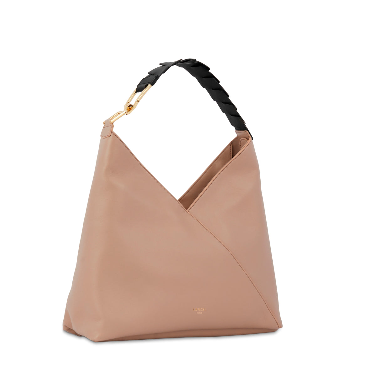 L Pagode zipped leather hobo bag - Natural & Black