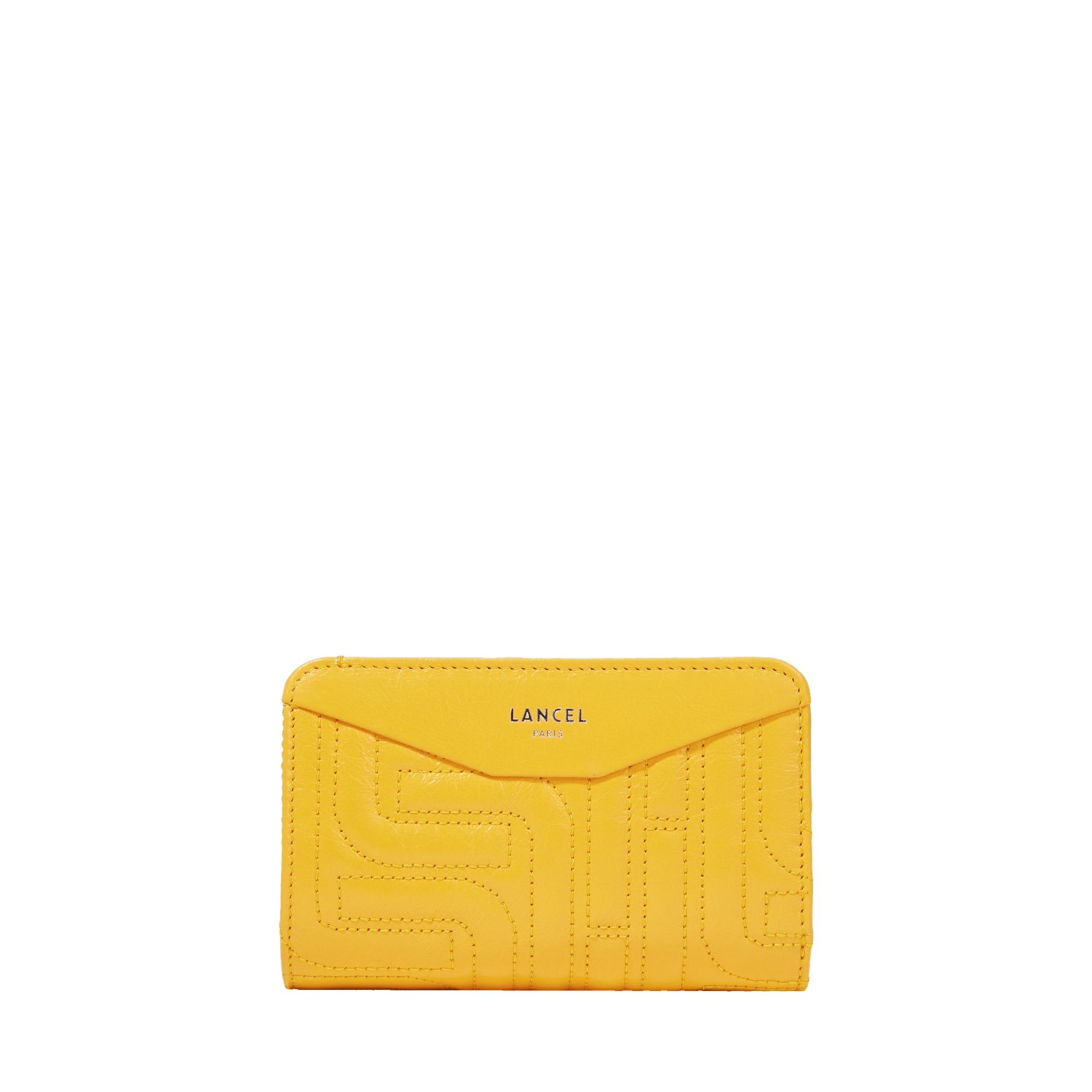 Portefeuille rectangulaire zippé Midi-Minuit en cuir - Mangue