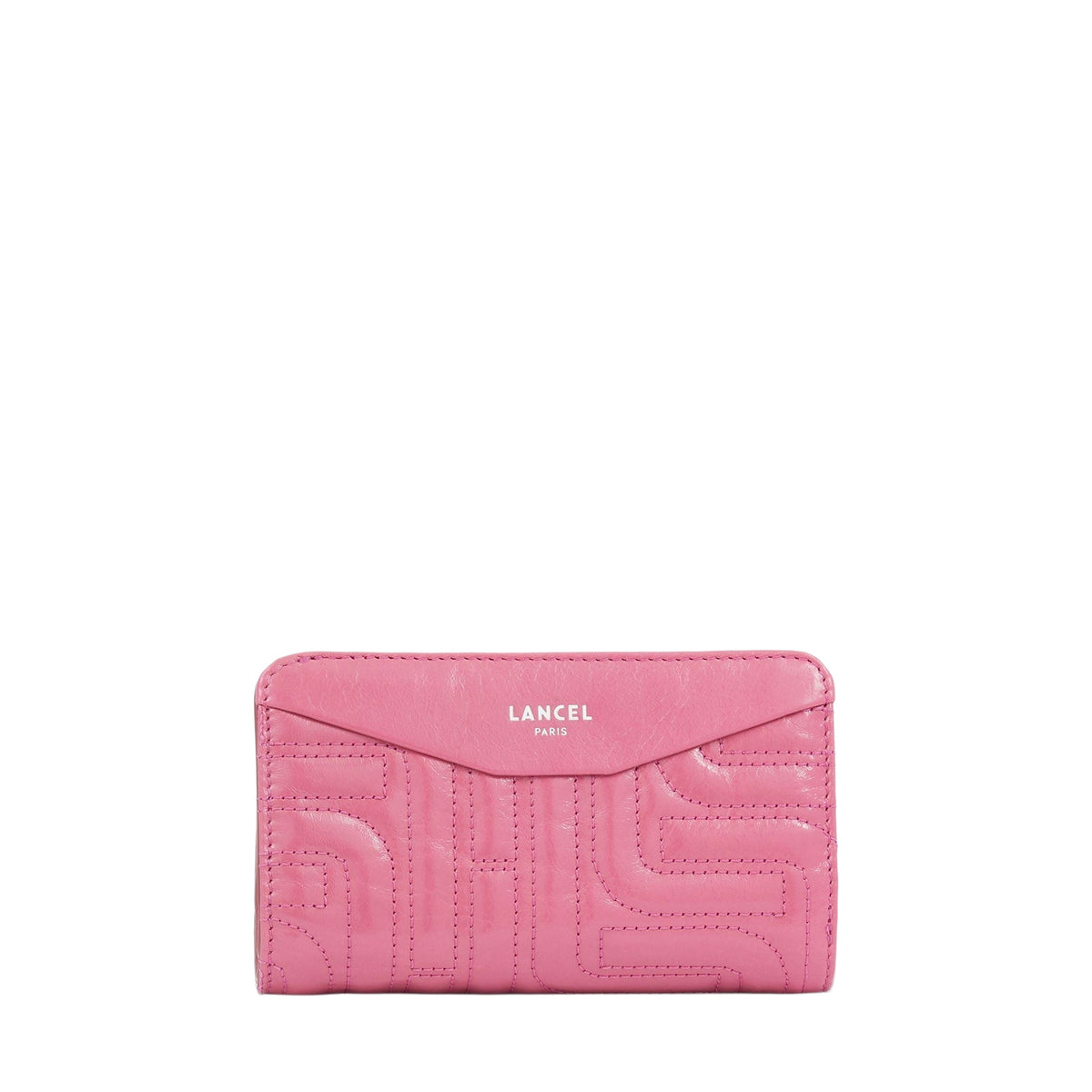 Midi-Minuit compact zipped leather wallet - Cherry