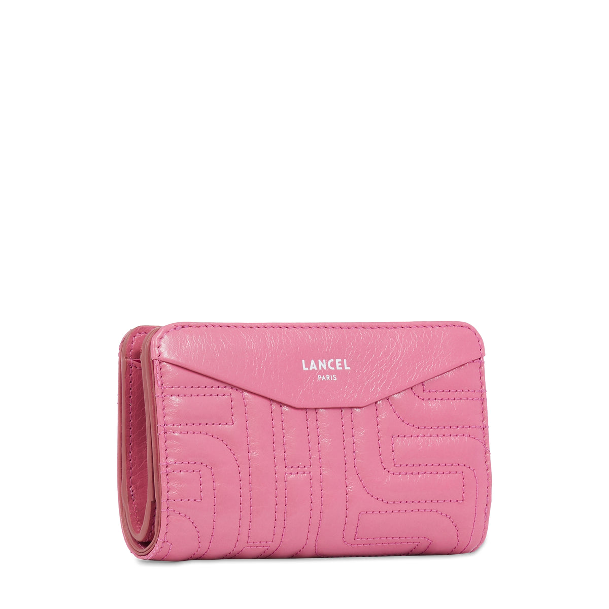 Midi-Minuit compact zipped leather wallet - Cherry